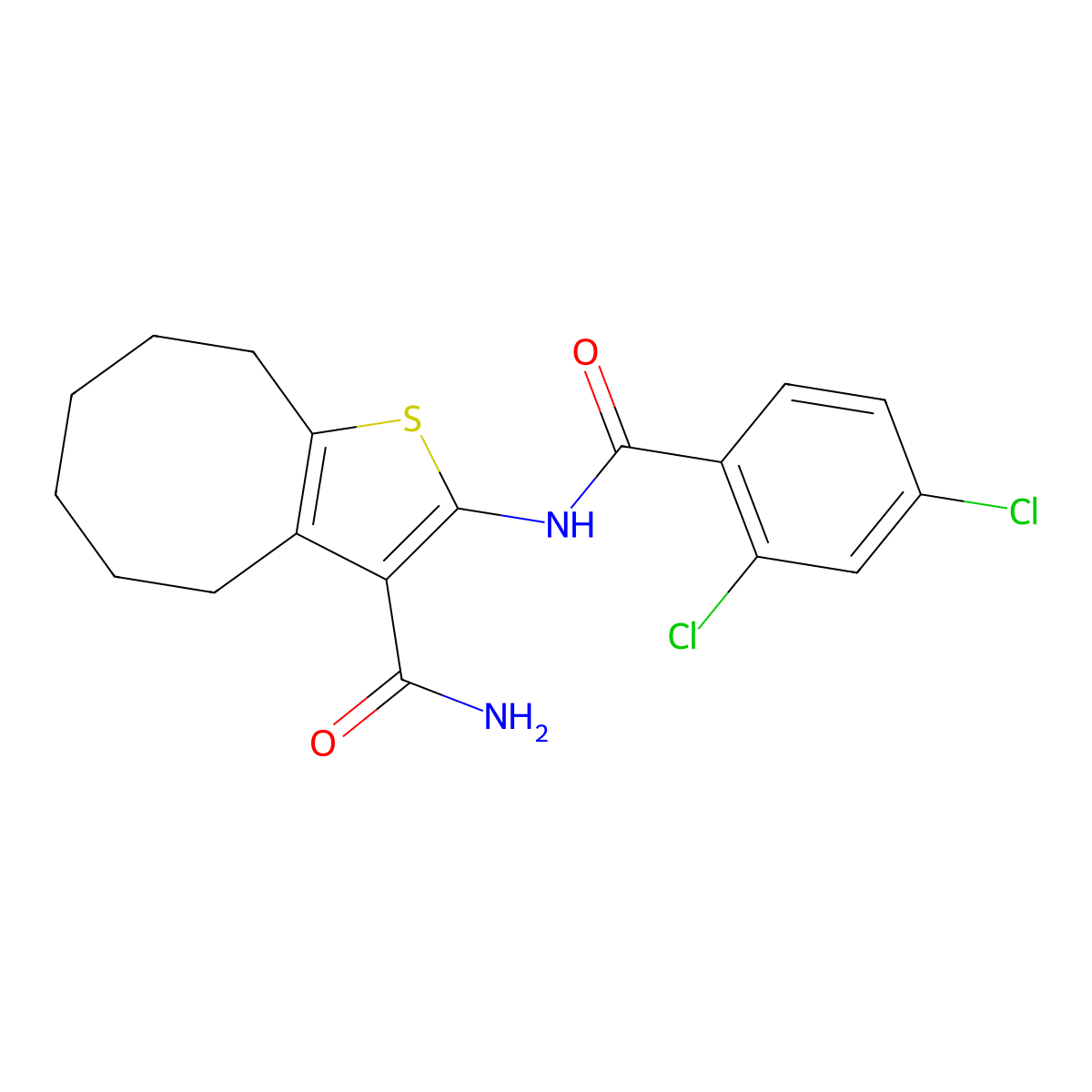2-[(2,4-Dichlorobenzoyl)amino]-4,5,6,7,8,9-hexahydrocycloocta[b]thiophene-3-carboxamide molecular structure, CAS 420090-40-0