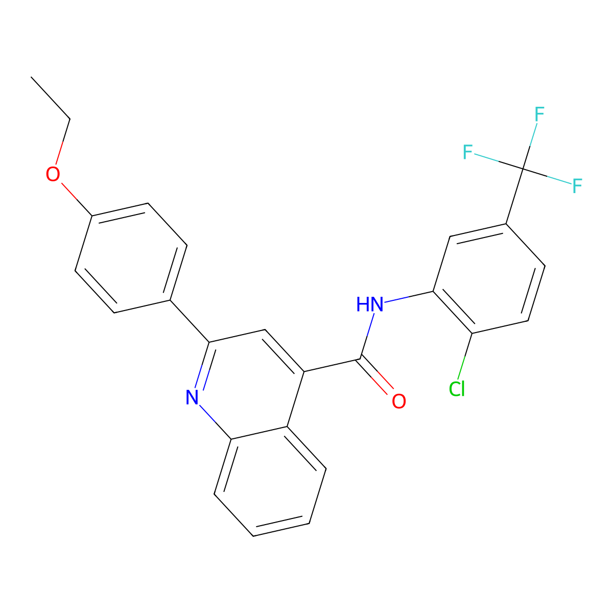 N-[2-chloro-5-(trifluoromethyl)phenyl]-2-(4-ethoxyphenyl)quinoline-4-carboxamide molecular structure, CAS 420090-43-3