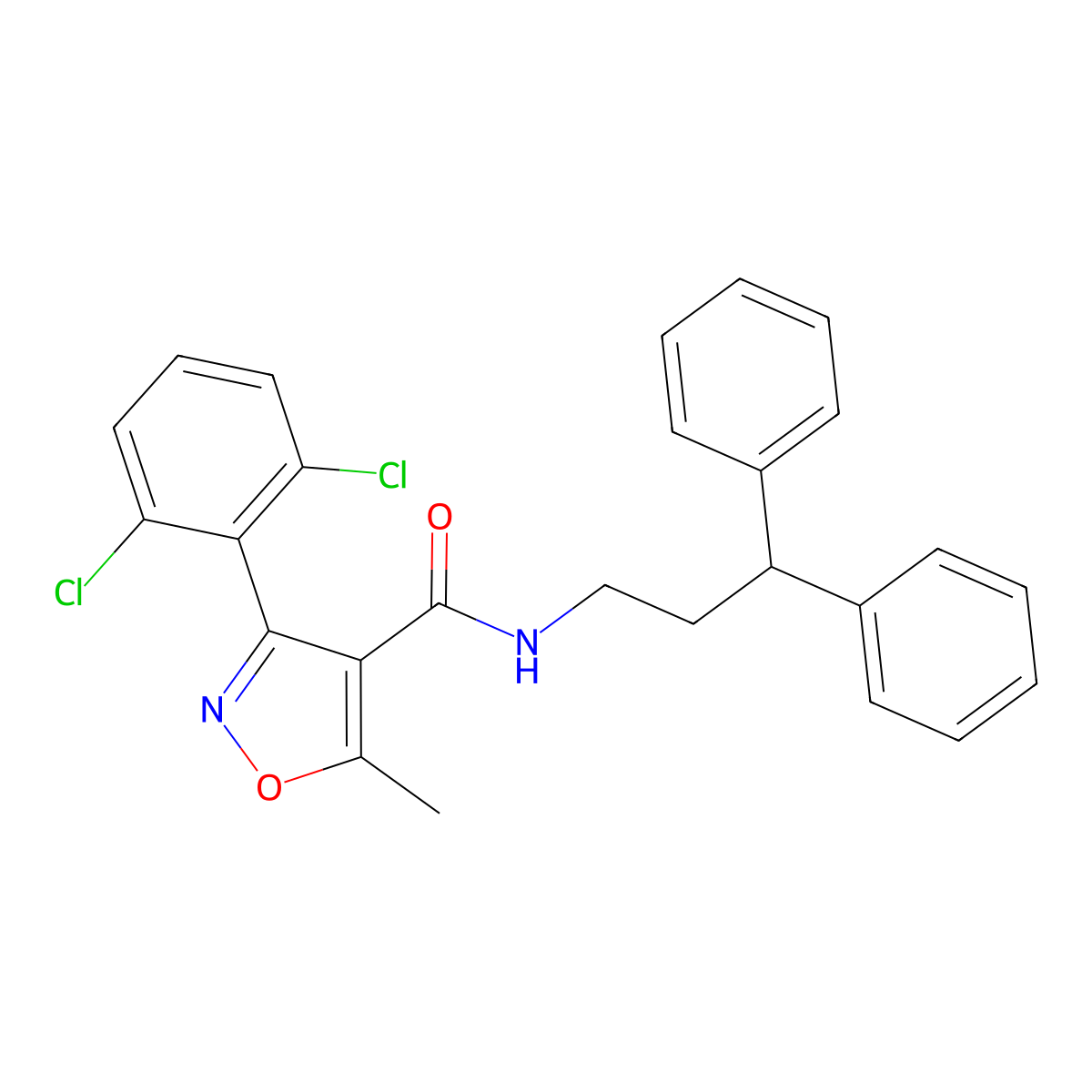 3-(2,6-dichlorophenyl)-N-(3,3-diphenylpropyl)-5-methyl-1,2-oxazole-4-carboxamide molecular structure, CAS 420090-44-4