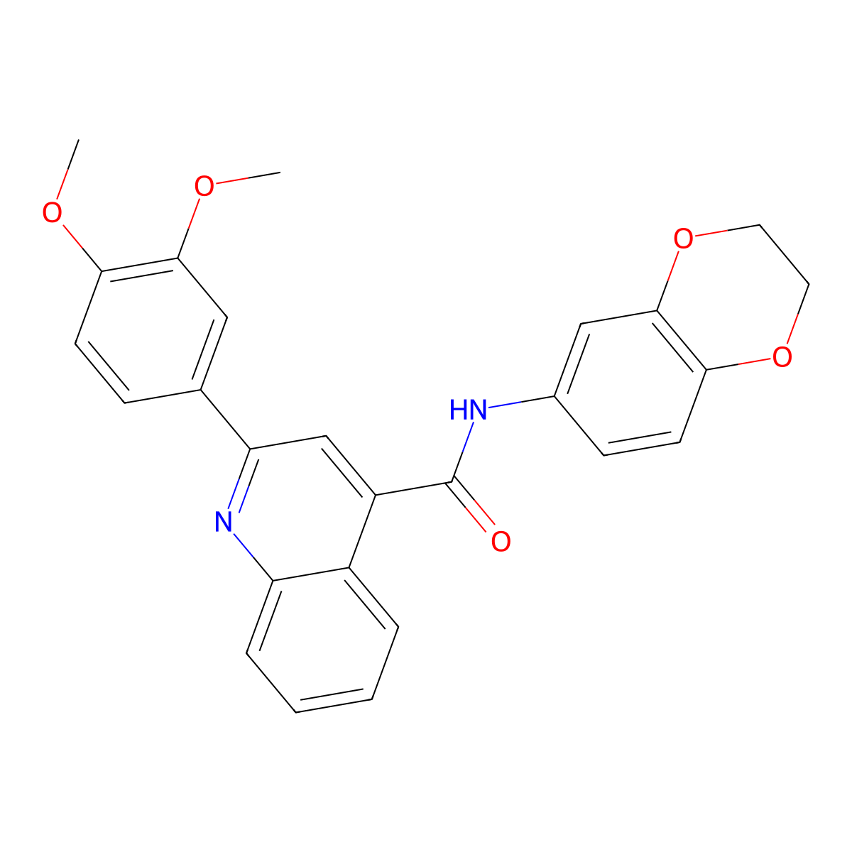 N-(2,3-dihydro-1,4-benzodioxin-6-yl)-2-(3,4-dimethoxyphenyl)quinoline-4-carboxamide molecular structure, CAS 420090-50-2