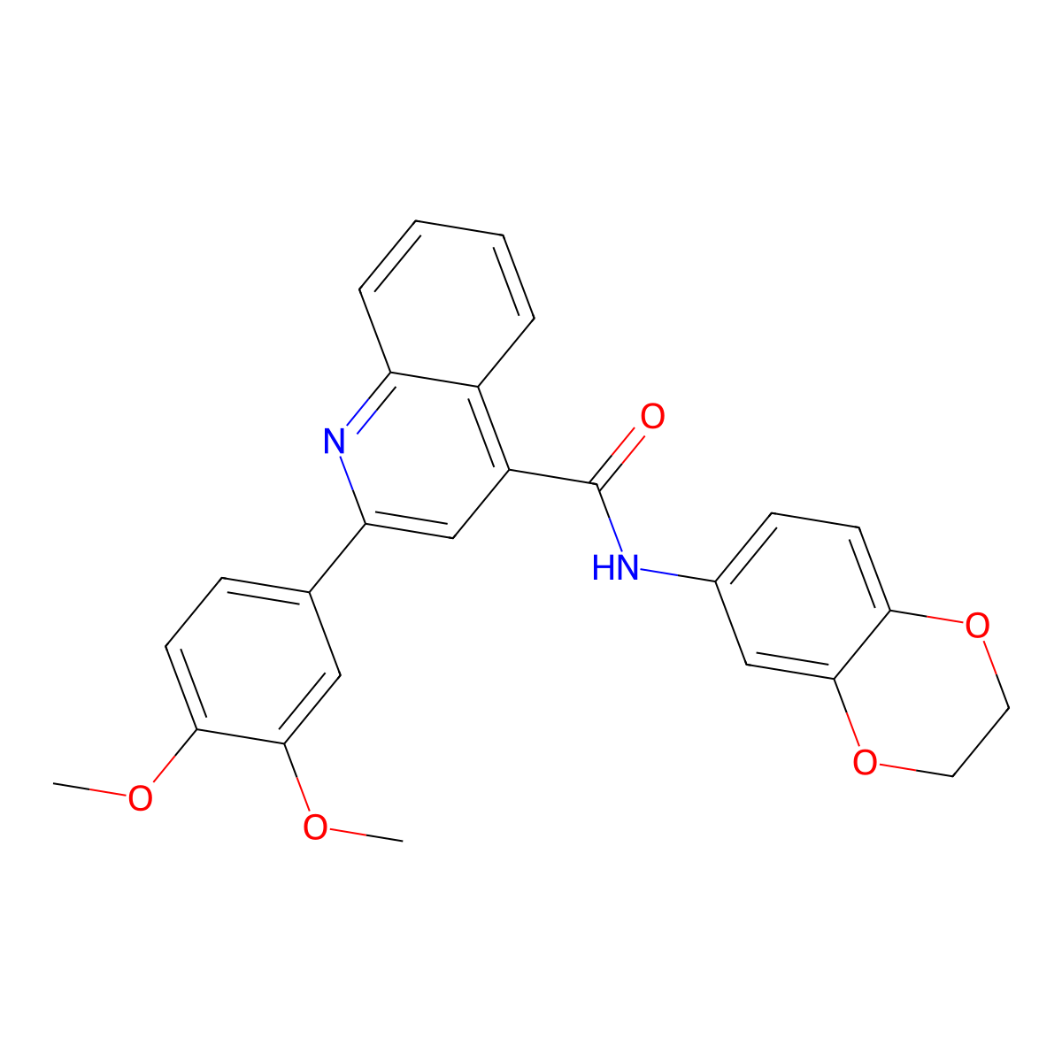 N-(2,3-dihydro-1,4-benzodioxin-6-yl)-2-(3,4-dimethoxyphenyl)quinoline-4-carboxamide molecular structure, CAS 420090-50-2