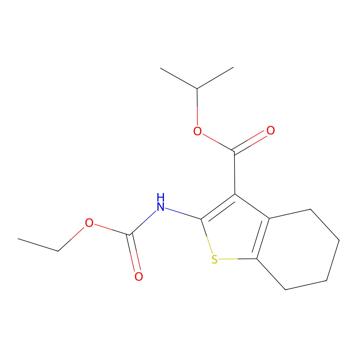 Propan-2-yl 2-(ethoxycarbonylamino)-4,5,6,7-tetrahydro-1-benzothiophene-3-carboxylate molecular structure, CAS 420090-61-5