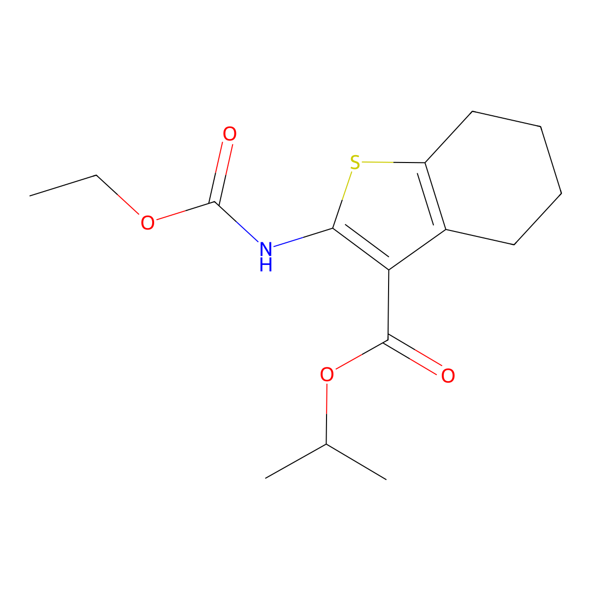 Propan-2-yl 2-(ethoxycarbonylamino)-4,5,6,7-tetrahydro-1-benzothiophene-3-carboxylate molecular structure, CAS 420090-61-5