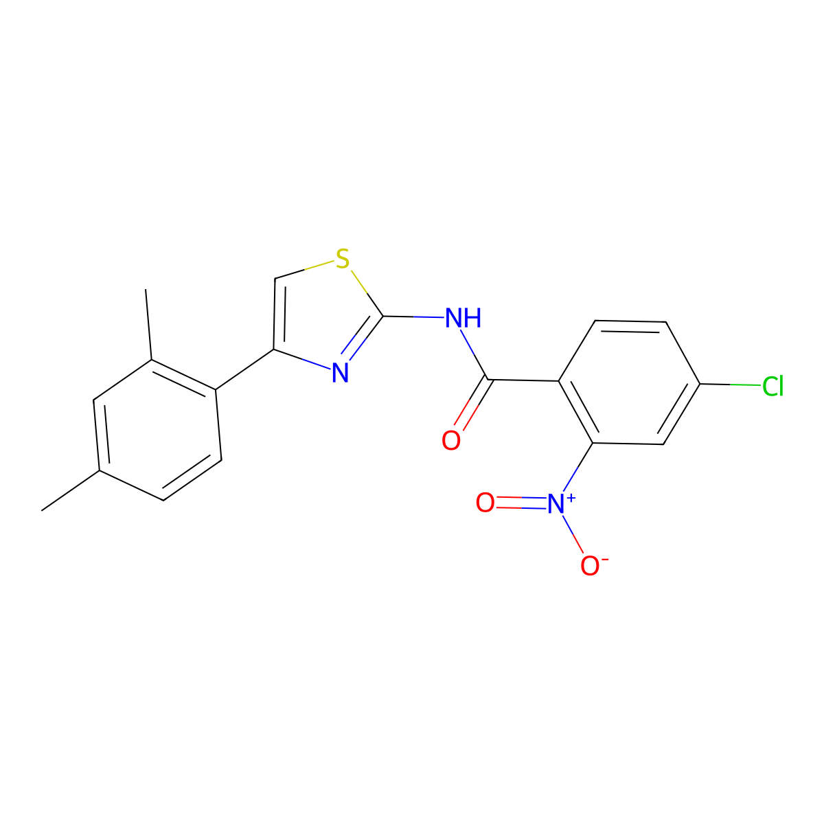 4-chloro-N-[4-(2,4-dimethylphenyl)-1,3-thiazol-2-yl]-2-nitrobenzamide molecular structure, CAS 420090-81-9