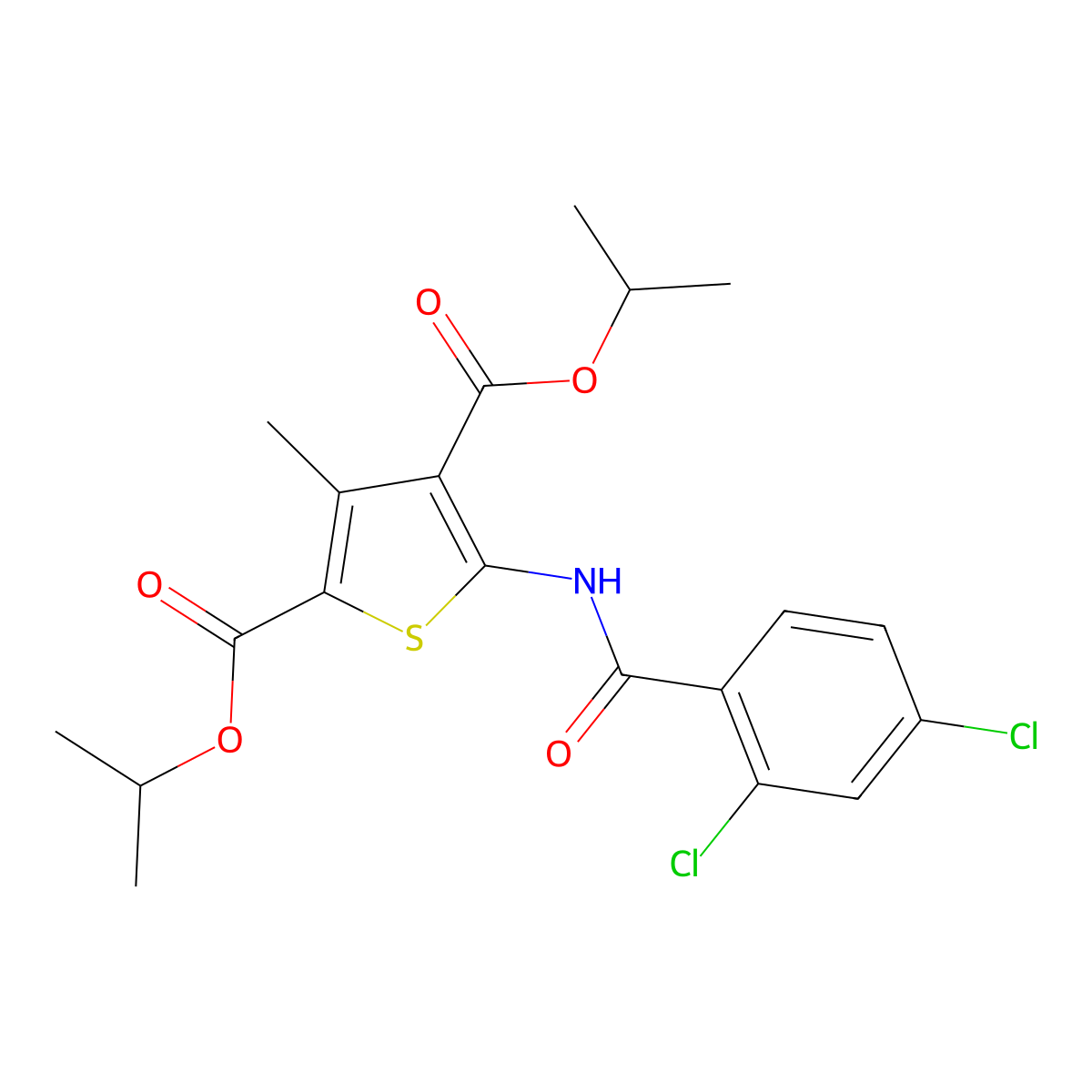 Dipropan-2-yl 5-[(2,4-dichlorobenzoyl)amino]-3-methylthiophene-2,4-dicarboxylate molecular structure, CAS 420090-99-9
