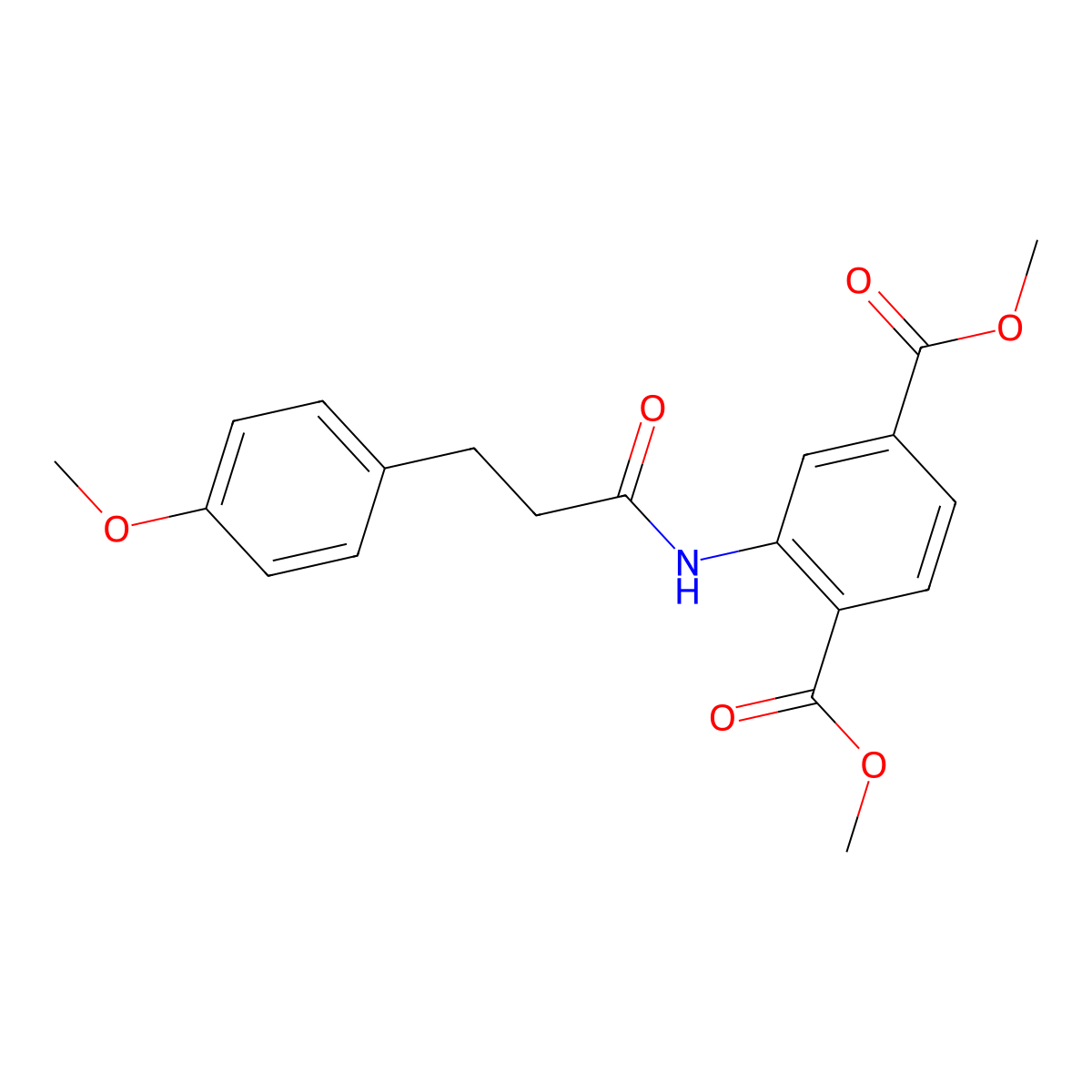 Dimethyl 2-{[3-(4-methoxyphenyl)propanoyl]amino}terephthalate molecular structure, CAS 420091-06-1