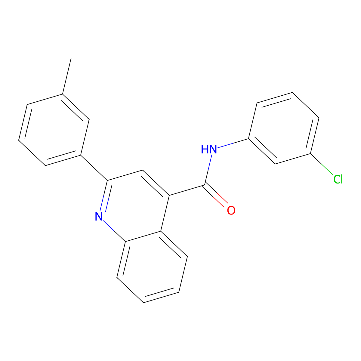 N-(3-chlorophenyl)-2-(3-methylphenyl)quinoline-4-carboxamide molecular structure, CAS 420091-08-3