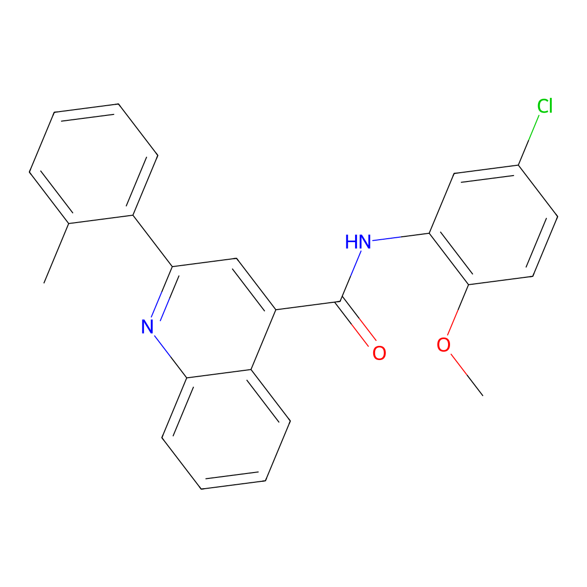 N-(5-chloro-2-methoxyphenyl)-2-(2-methylphenyl)quinoline-4-carboxamide molecular structure, CAS 420091-11-8