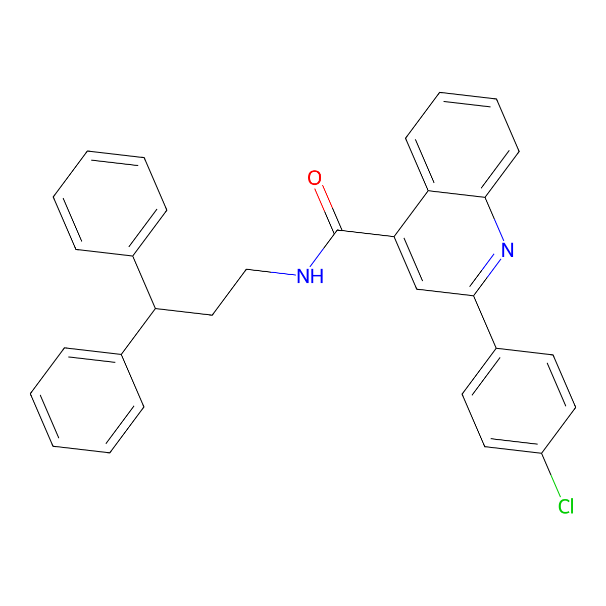 2-(4-chlorophenyl)-N-(3,3-diphenylpropyl)quinoline-4-carboxamide molecular structure, CAS 420091-16-3