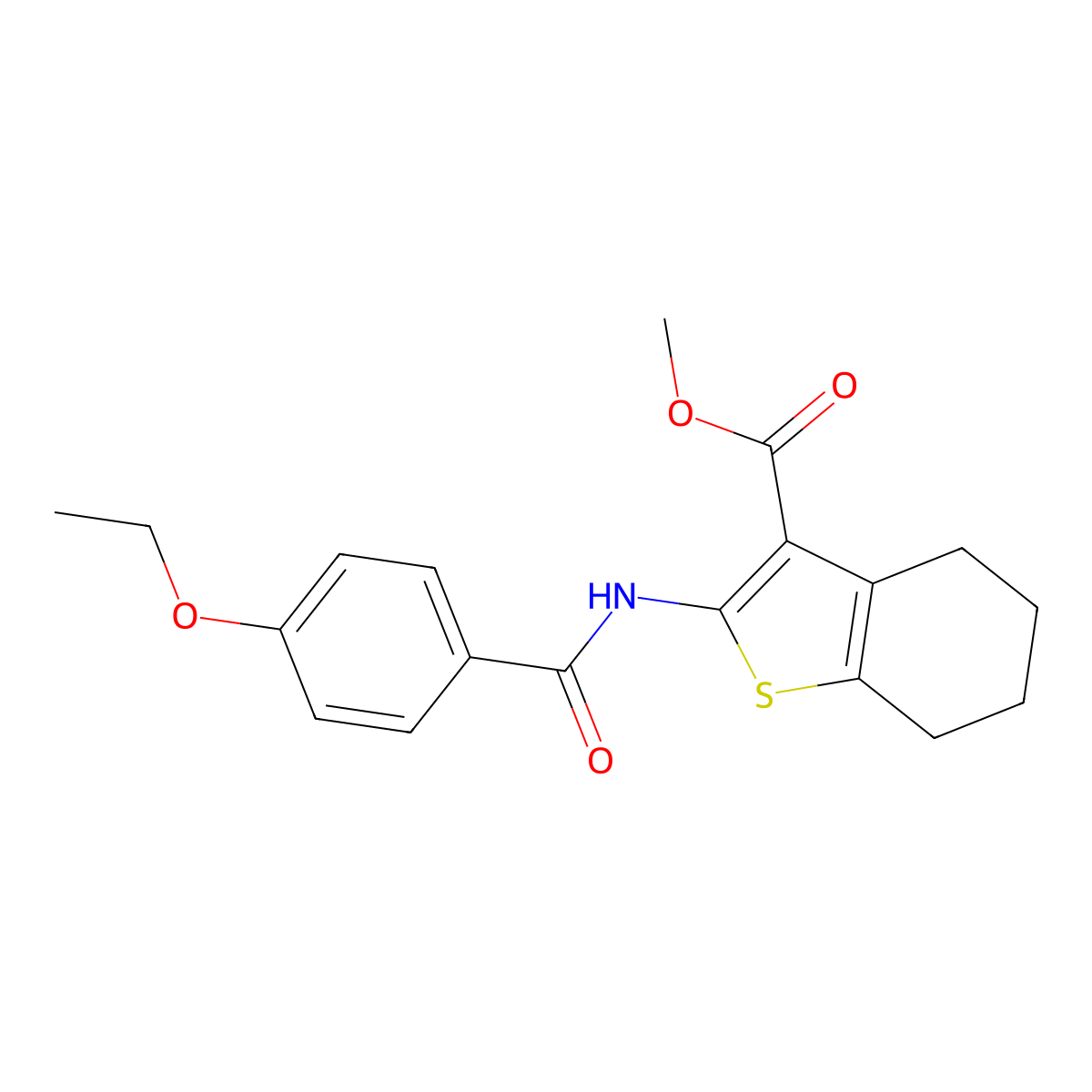 Methyl 2-{[(4-ethoxyphenyl)carbonyl]amino}-4,5,6,7-tetrahydro-1-benzothiophene-3-carboxylate molecular structure, CAS 420091-31-2