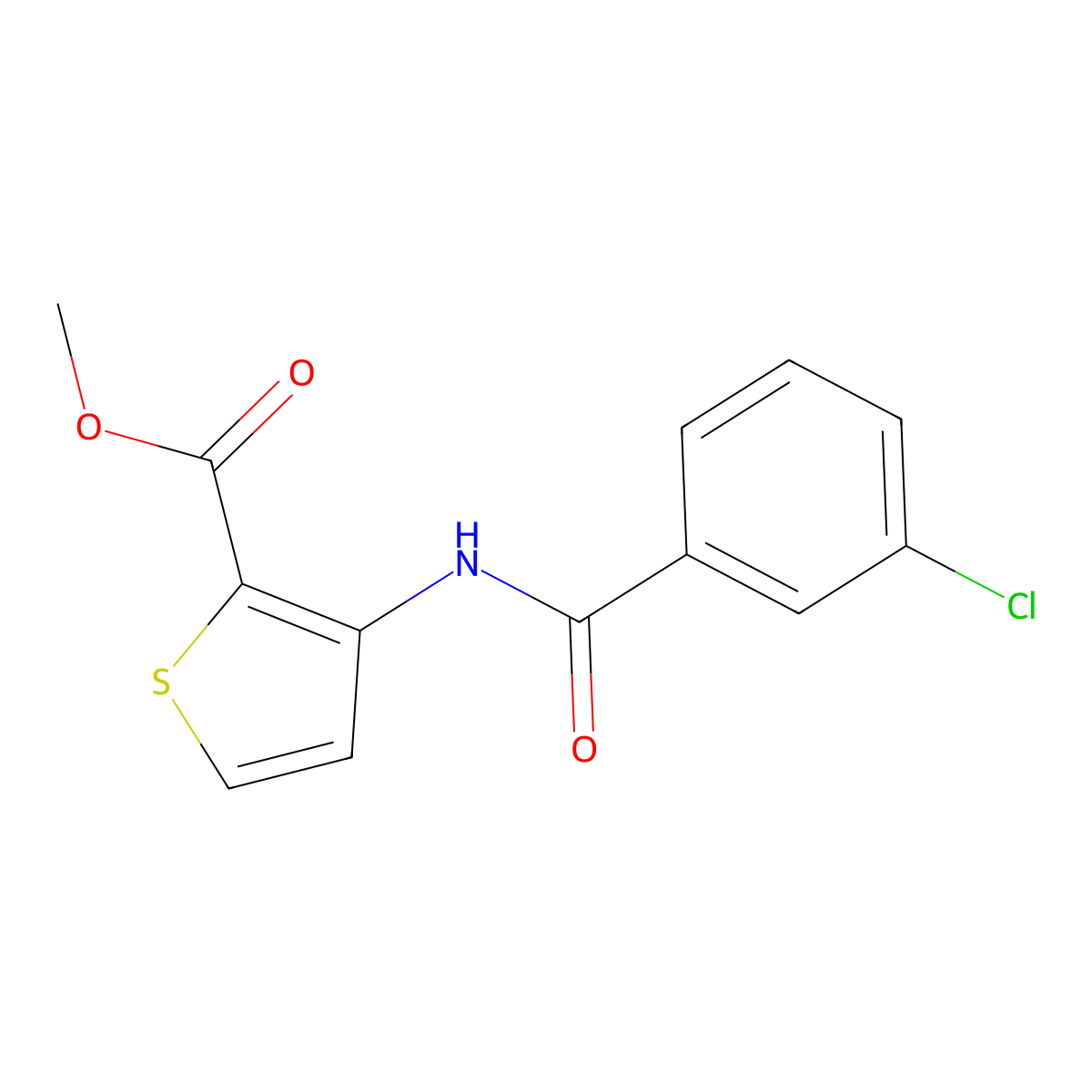 Methyl 3-[(3-chlorobenzoyl)amino]-2-thiophenecarboxylate molecular structure, CAS 420091-37-8