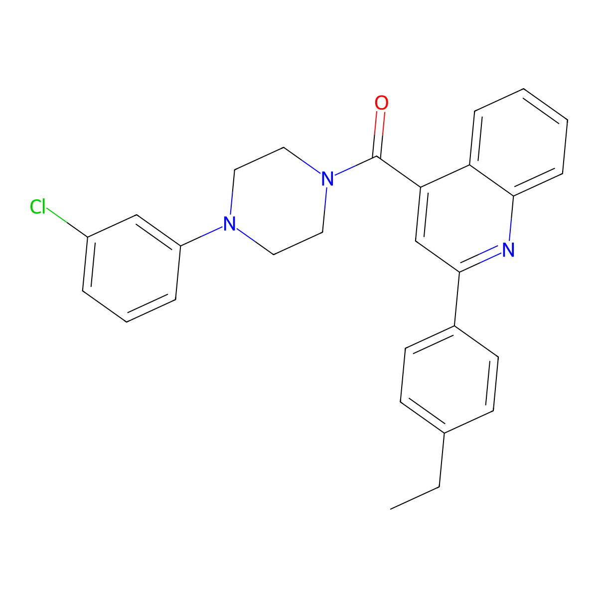[4-(3-Chlorophenyl)piperazin-1-yl]-[2-(4-ethylphenyl)quinolin-4-yl]methanone molecular structure, CAS 420091-41-4