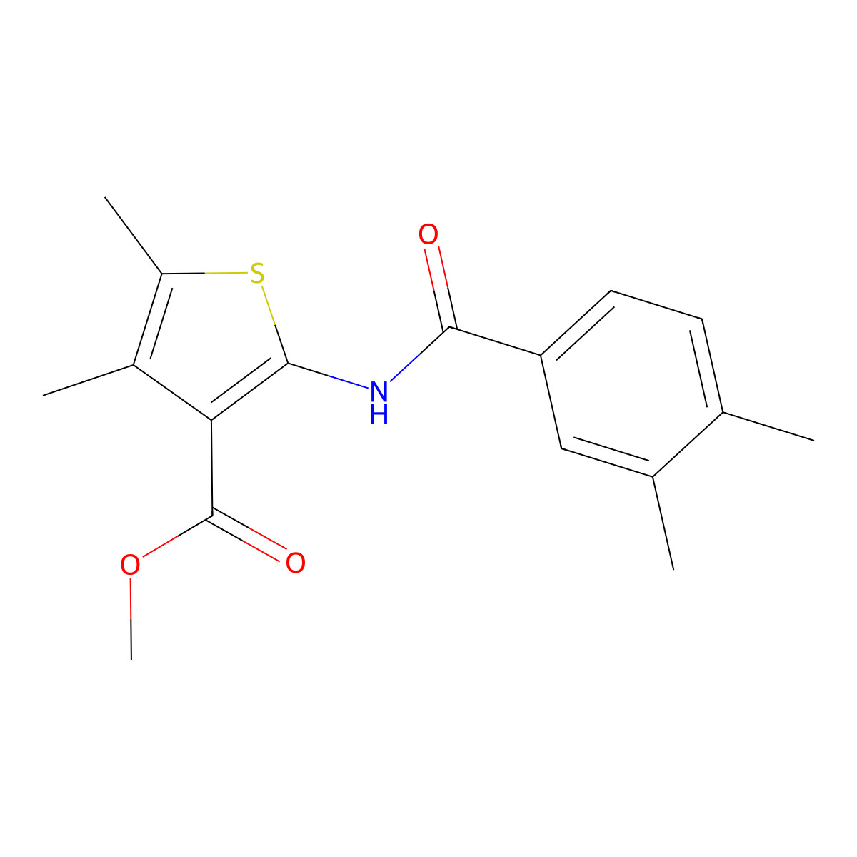 Methyl 2-(3,4-dimethylbenzamido)-4,5-dimethylthiophene-3-carboxylate molecular structure, CAS 420091-48-1