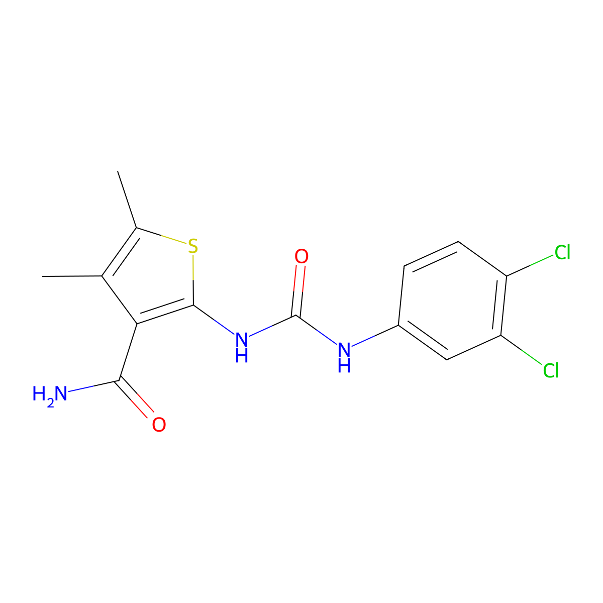 2-[(3,4-Dichlorophenyl)carbamoylamino]-4,5-dimethylthiophene-3-carboxamide molecular structure, CAS 420091-50-5