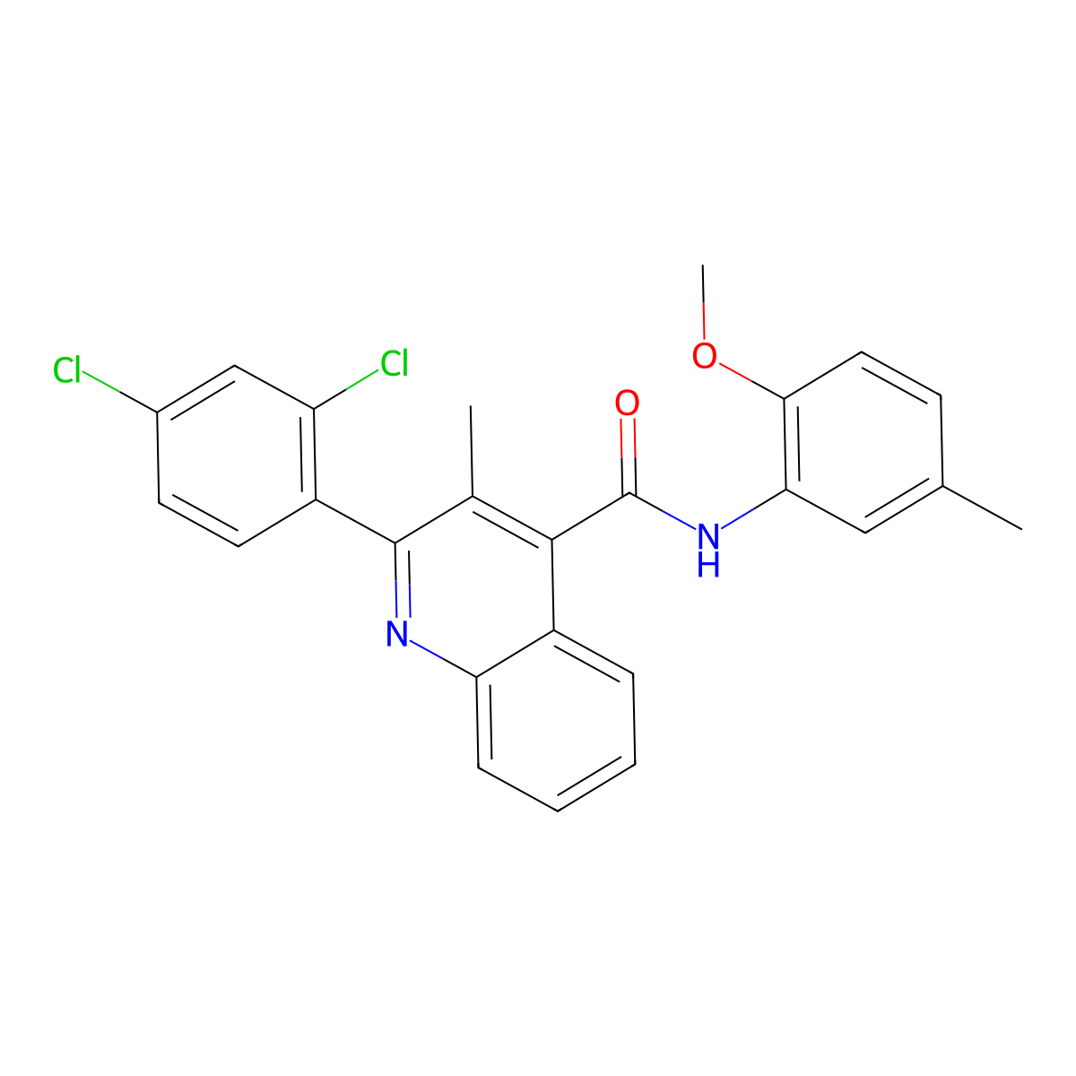 2-(2,4-dichlorophenyl)-N-(2-methoxy-5-methylphenyl)-3-methylquinoline-4-carboxamide molecular structure, CAS 420091-53-8