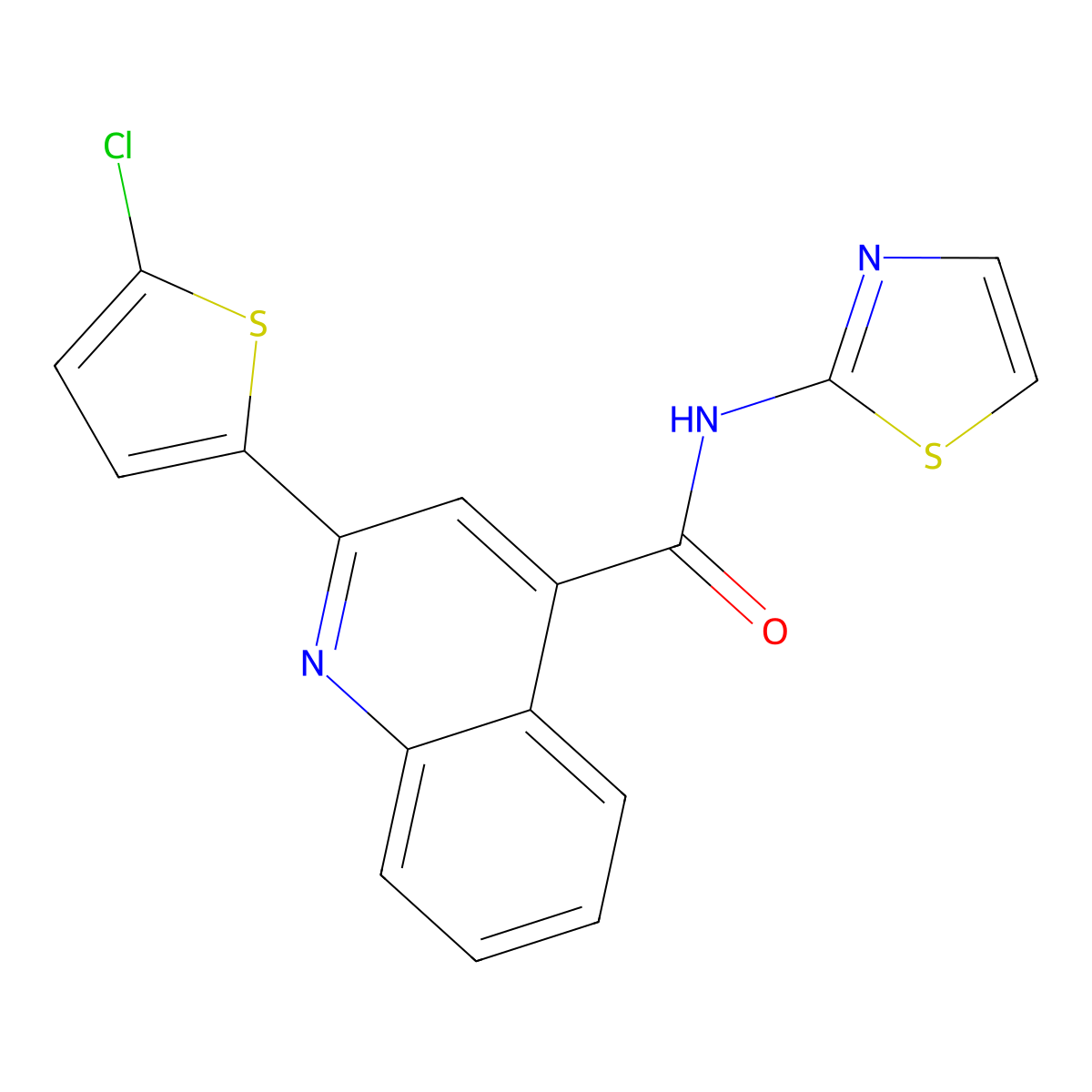 2-(5-chlorothiophen-2-yl)-N-(1,3-thiazol-2-yl)quinoline-4-carboxamide molecular structure, CAS 420091-68-5