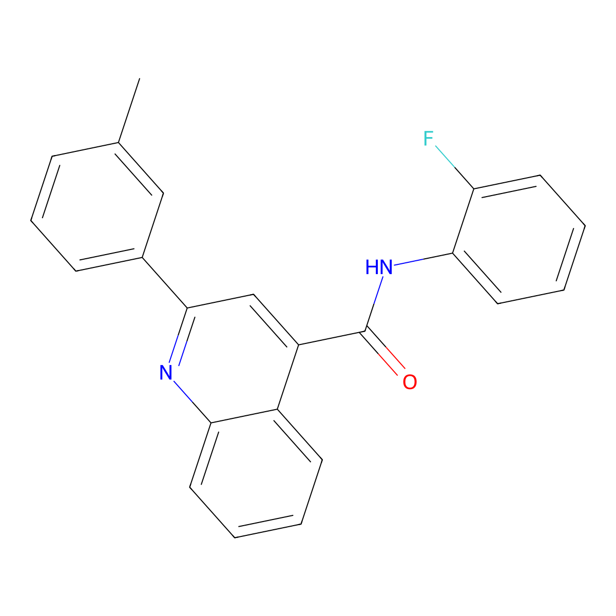 N-(2-fluorophenyl)-2-(3-methylphenyl)quinoline-4-carboxamide molecular structure, CAS 420091-74-3