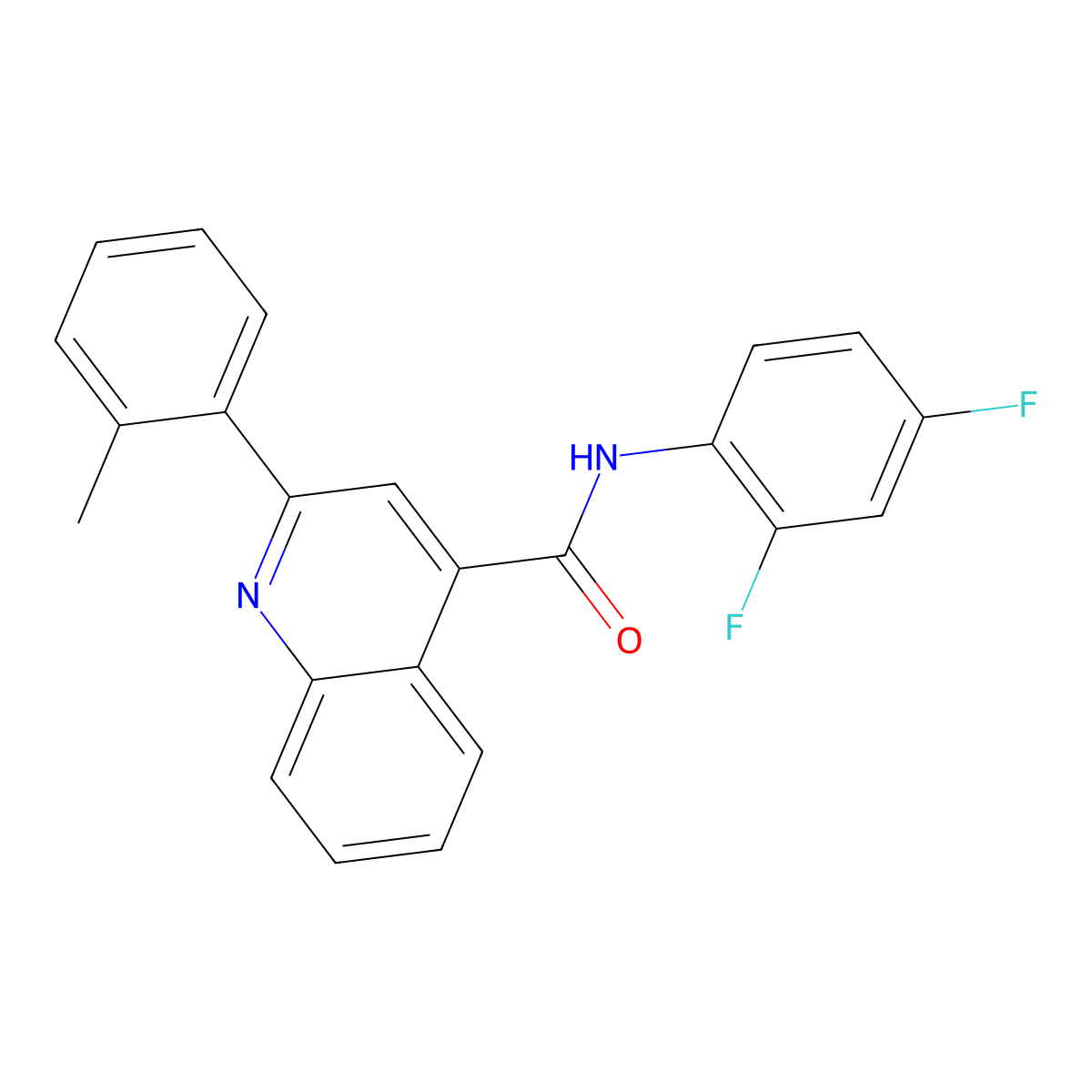 N-(2,4-difluorophenyl)-2-(2-methylphenyl)quinoline-4-carboxamide molecular structure, CAS 420092-01-9