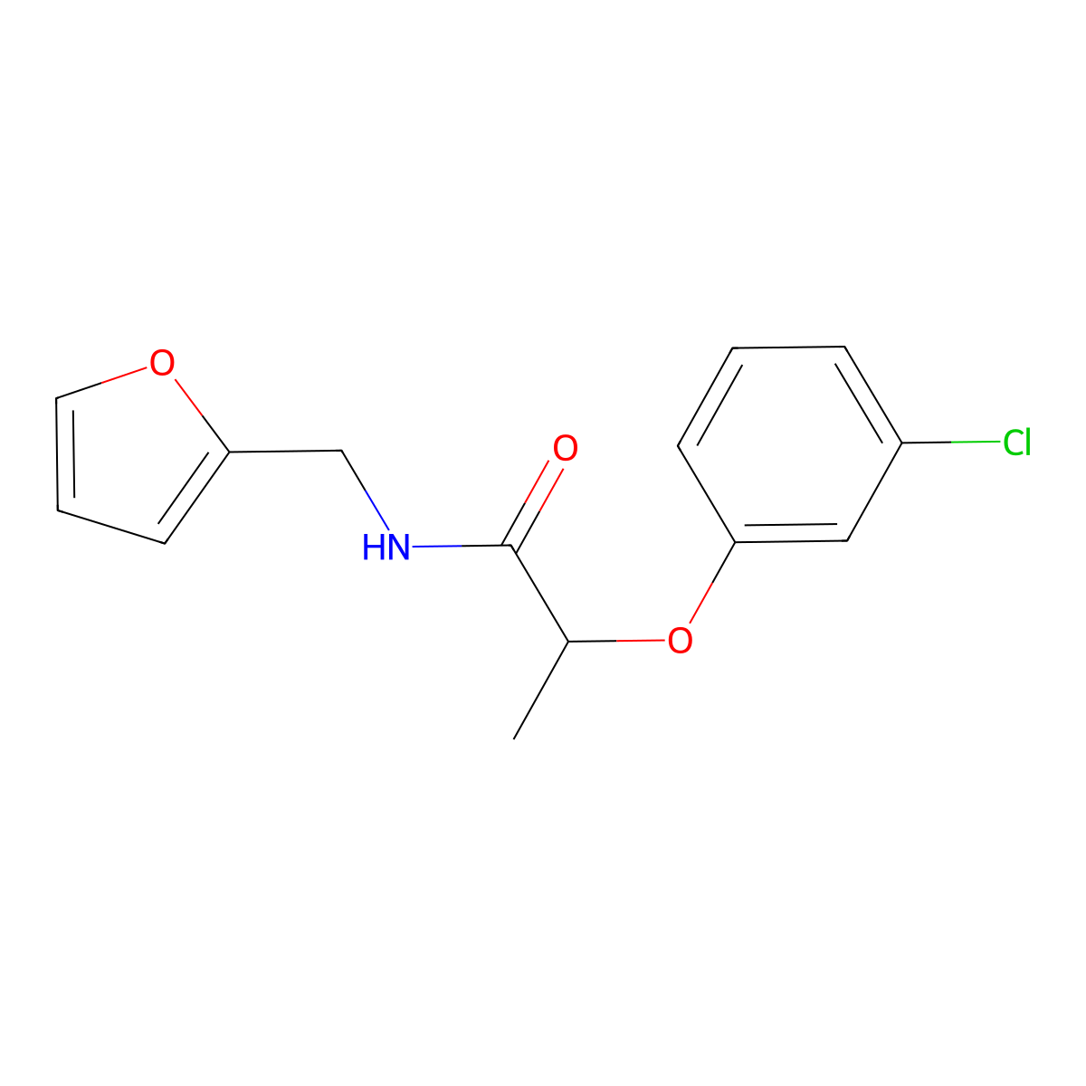 2-(3-chlorophenoxy)-N-(furan-2-ylmethyl)propanamide molecular structure, CAS 420092-03-1