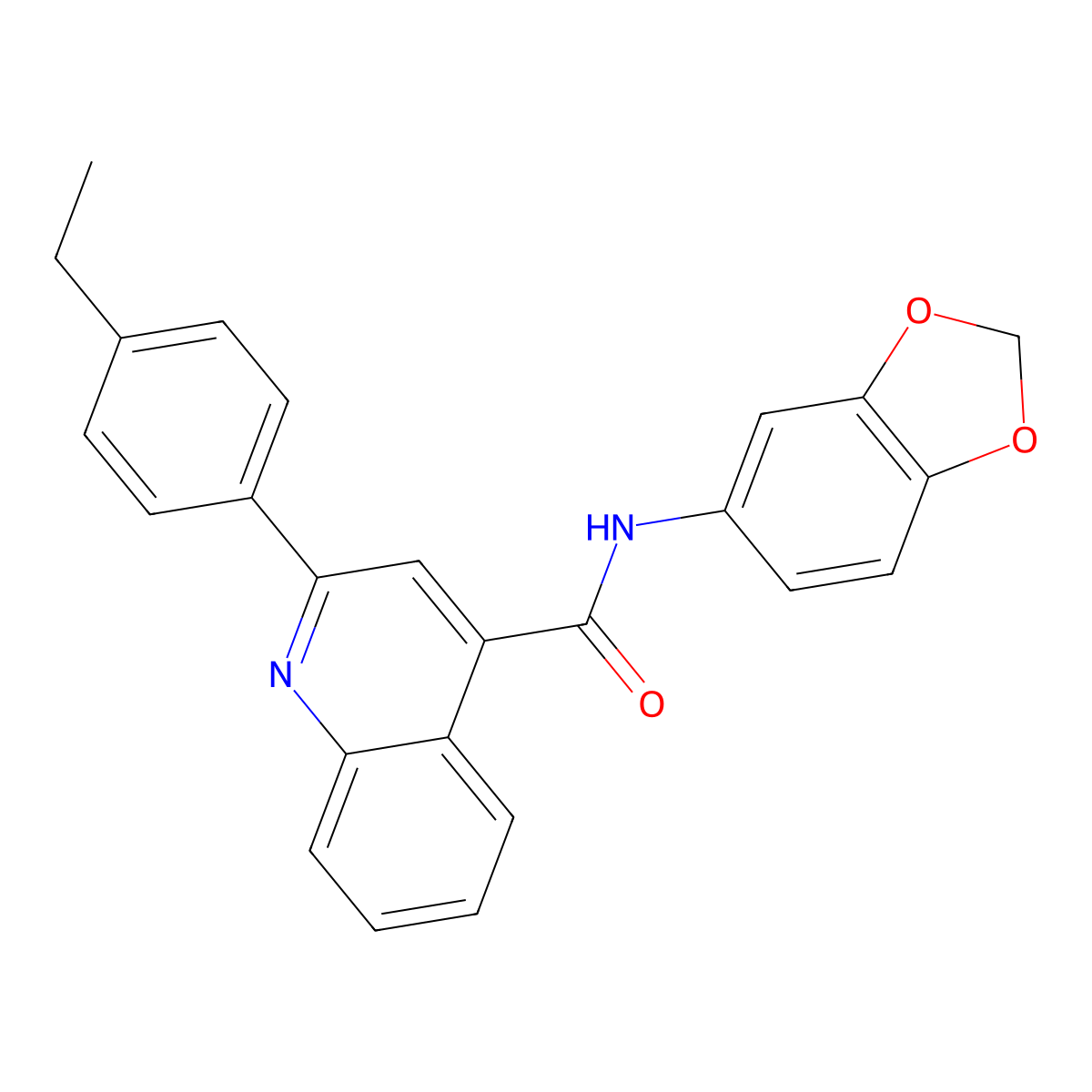 N-(1,3-benzodioxol-5-yl)-2-(4-ethylphenyl)quinoline-4-carboxamide molecular structure, CAS 420092-49-5