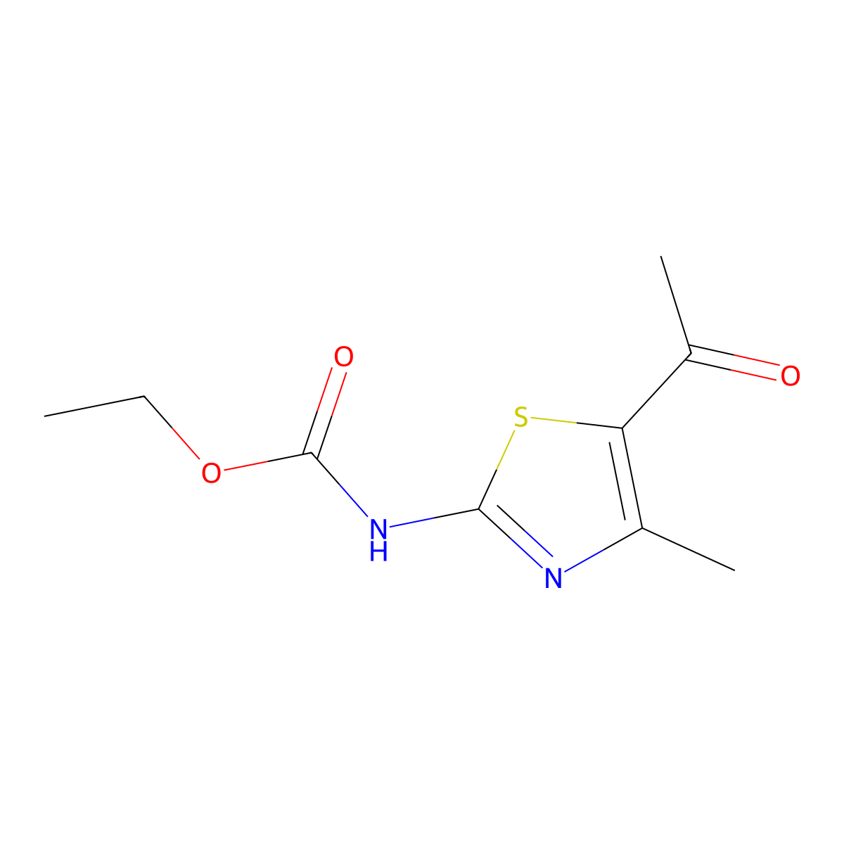 ethyl N-(5-acetyl-4-methyl-1,3-thiazol-2-yl)carbamate molecular structure, CAS 420092-60-0