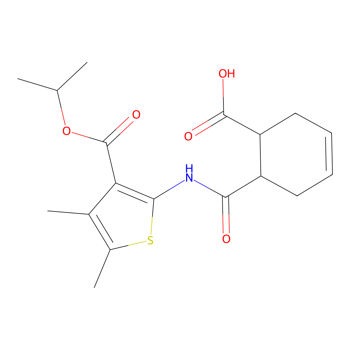 6-({[3-(Isopropoxycarbonyl)-4,5-dimethyl-2-thienyl]amino}carbonyl)-3-cyclohexene-1-carboxylic acid molecular structure, CAS 420092-69-9