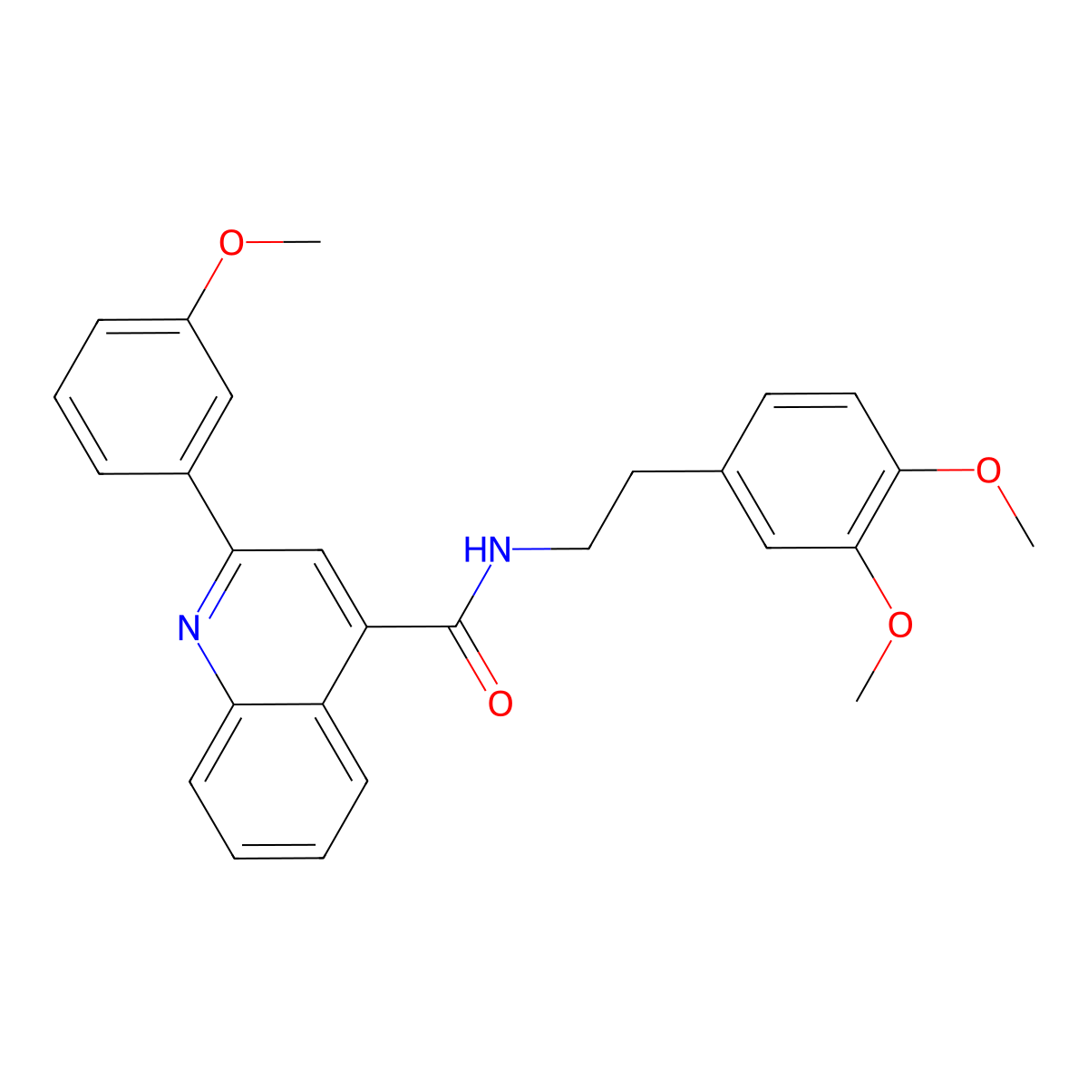 N-[2-(3,4-dimethoxyphenyl)ethyl]-2-(3-methoxyphenyl)quinoline-4-carboxamide molecular structure, CAS 420092-70-2