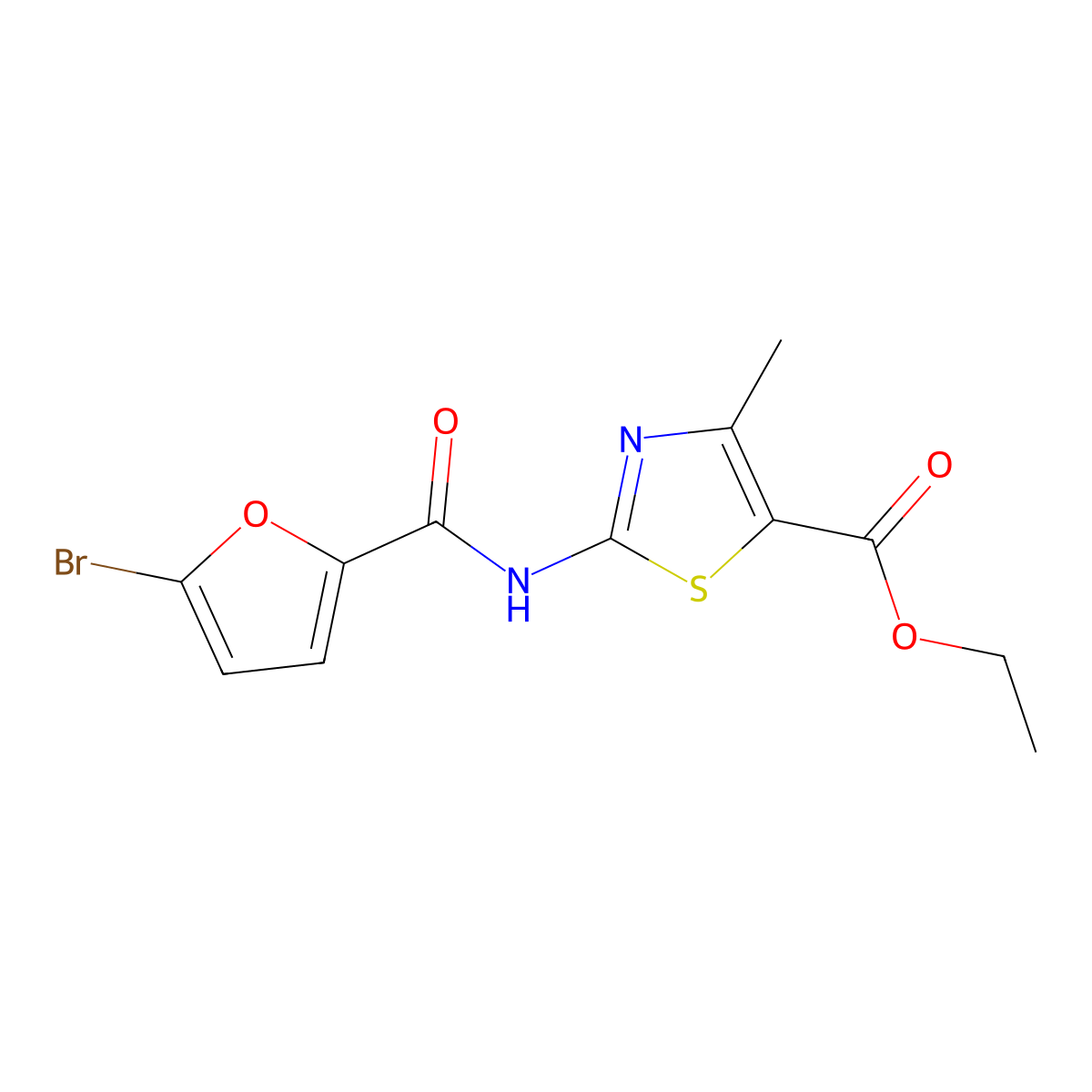 Ethyl 2-[(5-bromofuran-2-carbonyl)amino]-4-methyl-1,3-thiazole-5-carboxylate molecular structure, CAS 420092-73-5