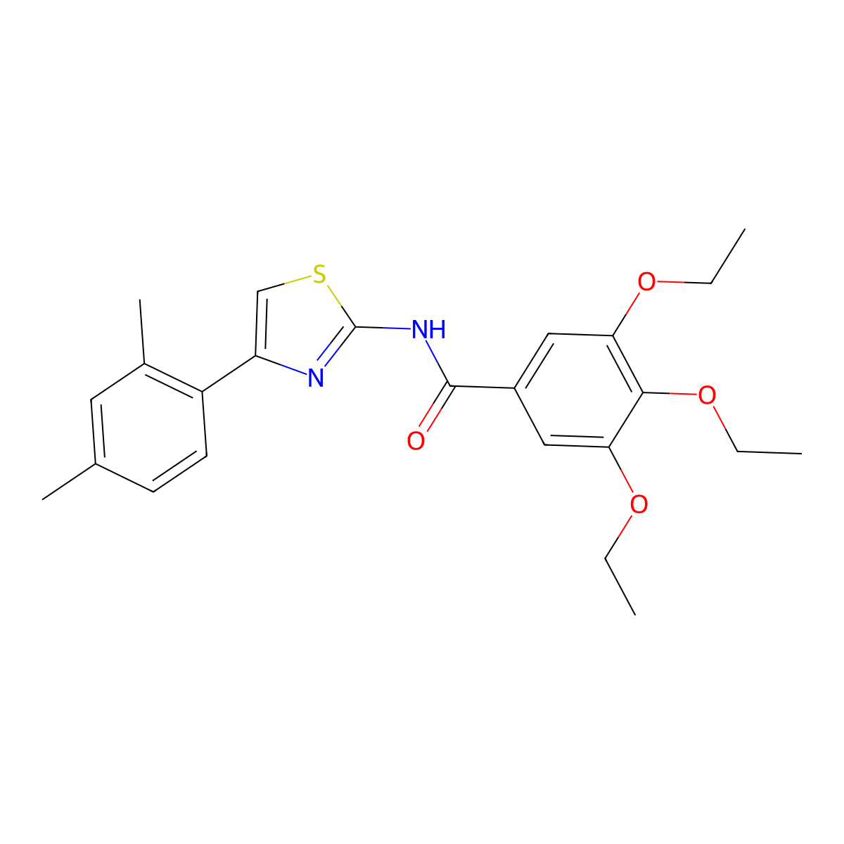 N-[4-(2,4-dimethylphenyl)-1,3-thiazol-2-yl]-3,4,5-triethoxybenzamide molecular structure, CAS 420092-75-7