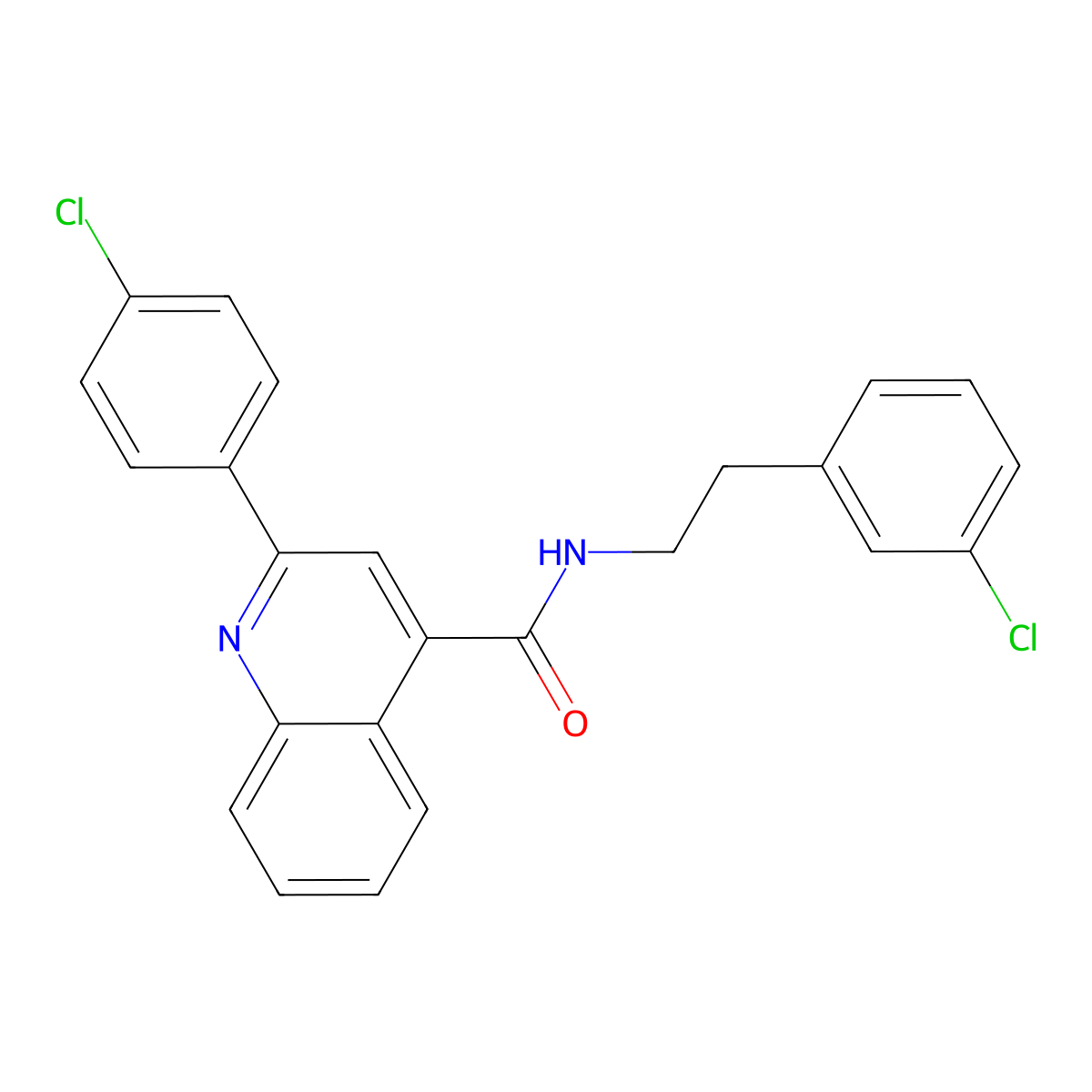 2-(4-chlorophenyl)-N-[2-(3-chlorophenyl)ethyl]quinoline-4-carboxamide molecular structure, CAS 420092-89-3