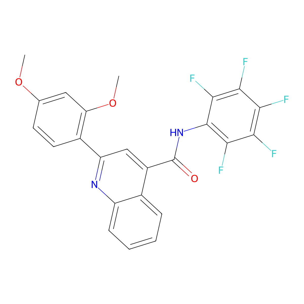 2-(2,4-dimethoxyphenyl)-N-(2,3,4,5,6-pentafluorophenyl)quinoline-4-carboxamide molecular structure, CAS 420092-96-2