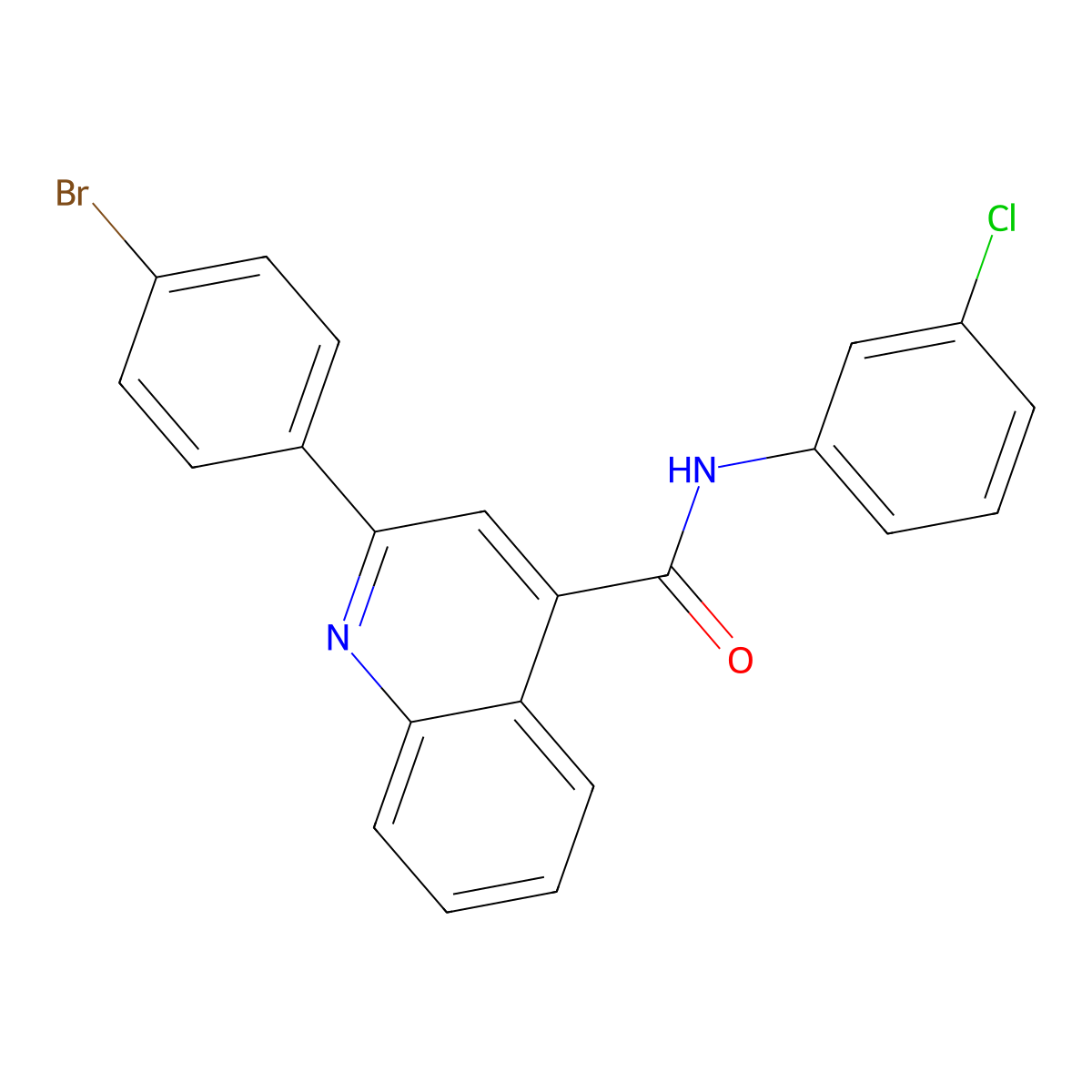 2-(4-bromophenyl)-N-(3-chlorophenyl)quinoline-4-carboxamide molecular structure, CAS 420093-01-2