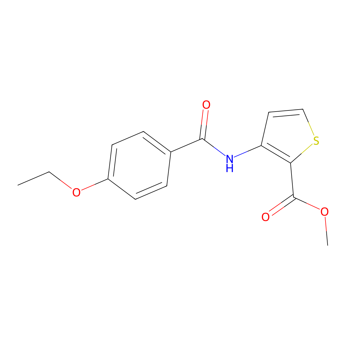 Methyl 3-{[(4-ethoxyphenyl)carbonyl]amino}thiophene-2-carboxylate molecular structure, CAS 420093-07-8