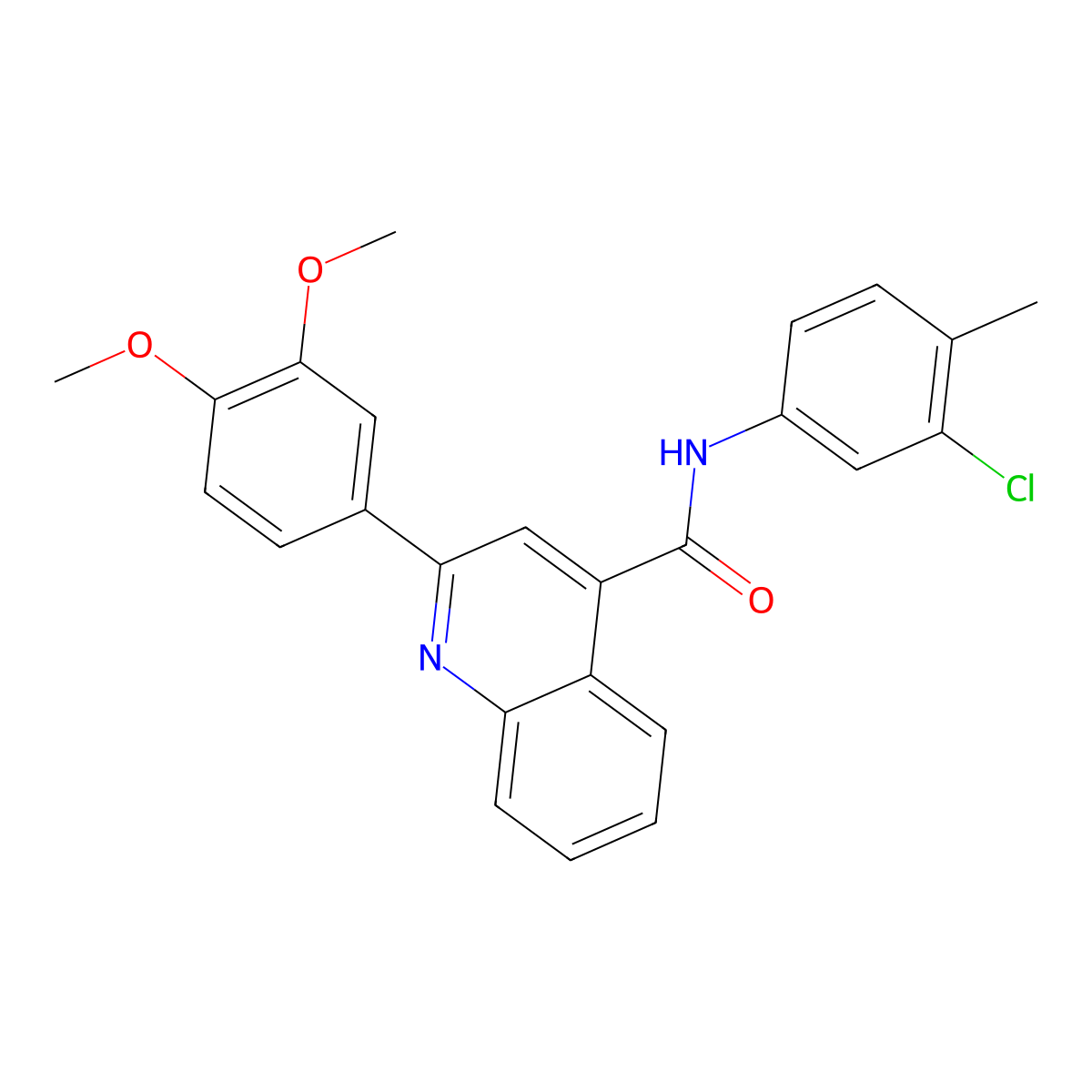 N-(3-chloro-4-methylphenyl)-2-(3,4-dimethoxyphenyl)quinoline-4-carboxamide molecular structure, CAS 420093-11-4