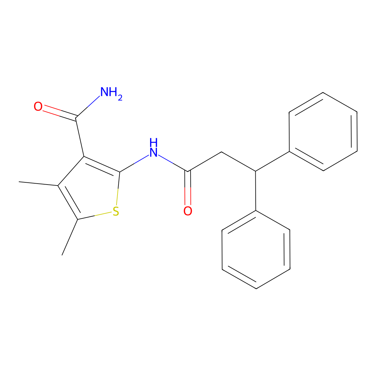 2-(3,3-Diphenylpropanoylamino)-4,5-dimethylthiophene-3-carboxamide molecular structure, CAS 420093-17-0