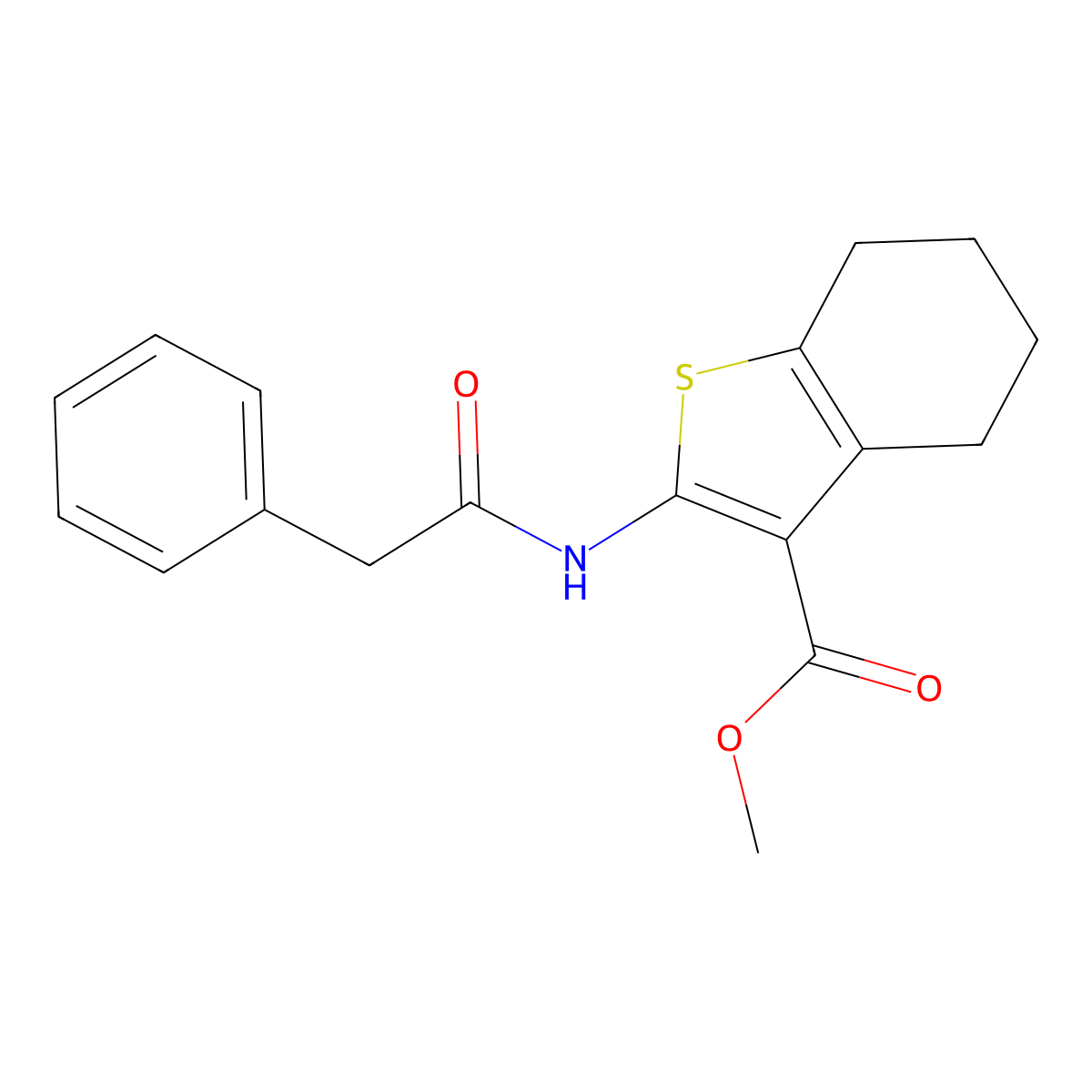 Methyl 2-[(phenylacetyl)amino]-4,5,6,7-tetrahydro-1-benzothiophene-3-carboxylate molecular structure, CAS 420093-21-6