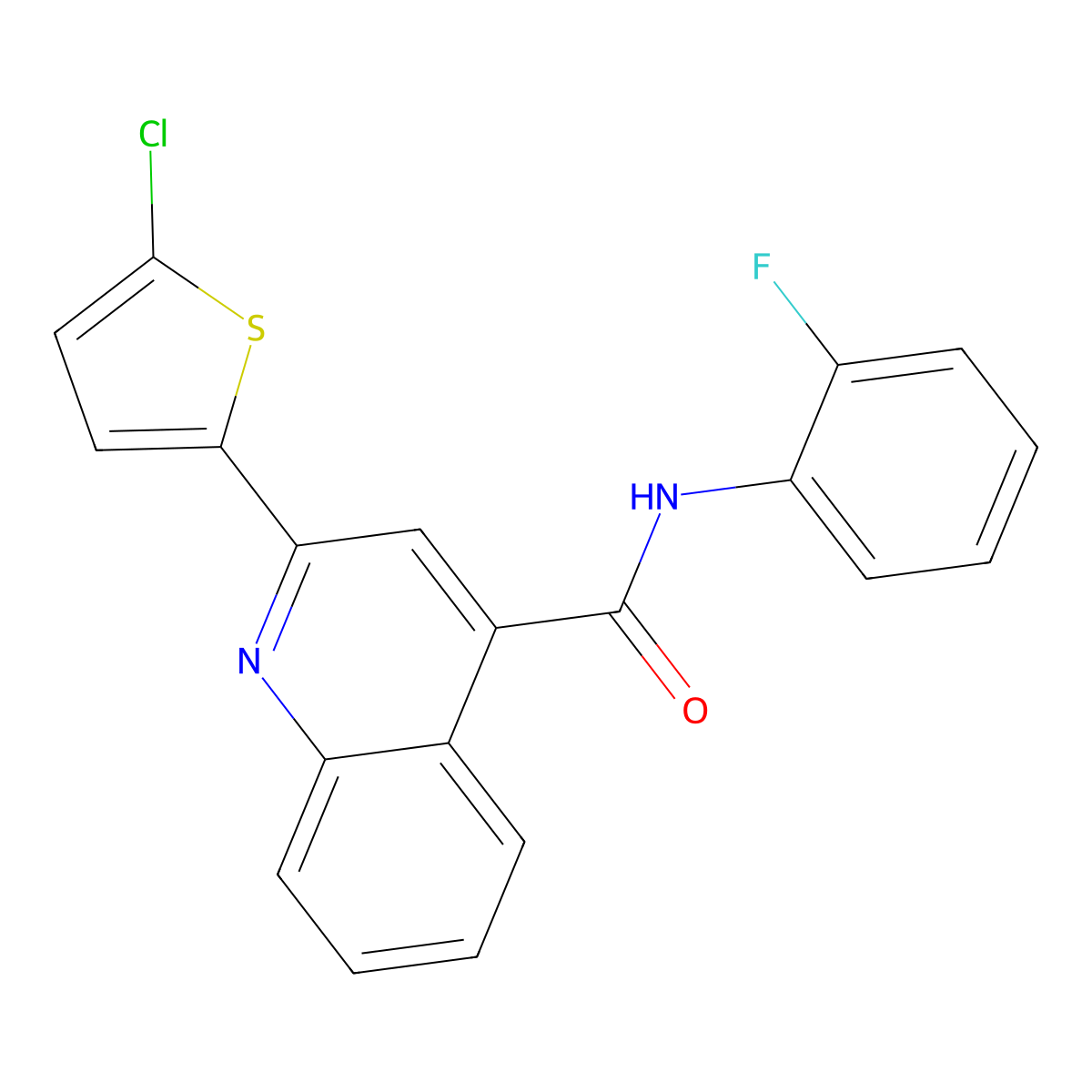 2-(5-chlorothiophen-2-yl)-N-(2-fluorophenyl)quinoline-4-carboxamide molecular structure, CAS 420093-41-0