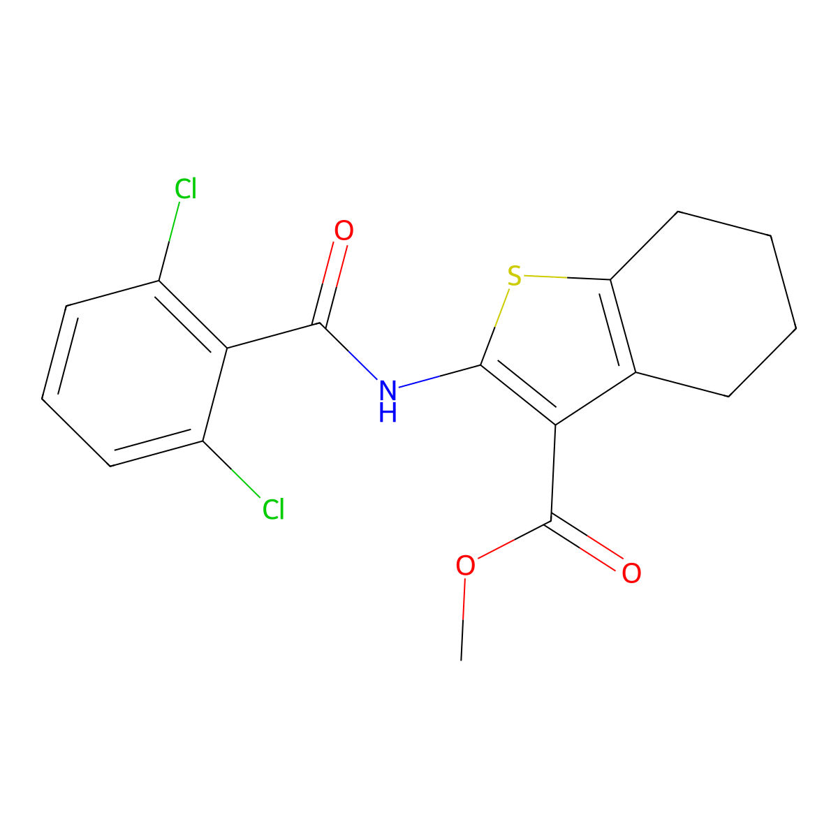 Methyl 2-[(2,6-dichlorobenzoyl)amino]-4,5,6,7-tetrahydro-1-benzothiophene-3-carboxylate molecular structure, CAS 420093-47-6
