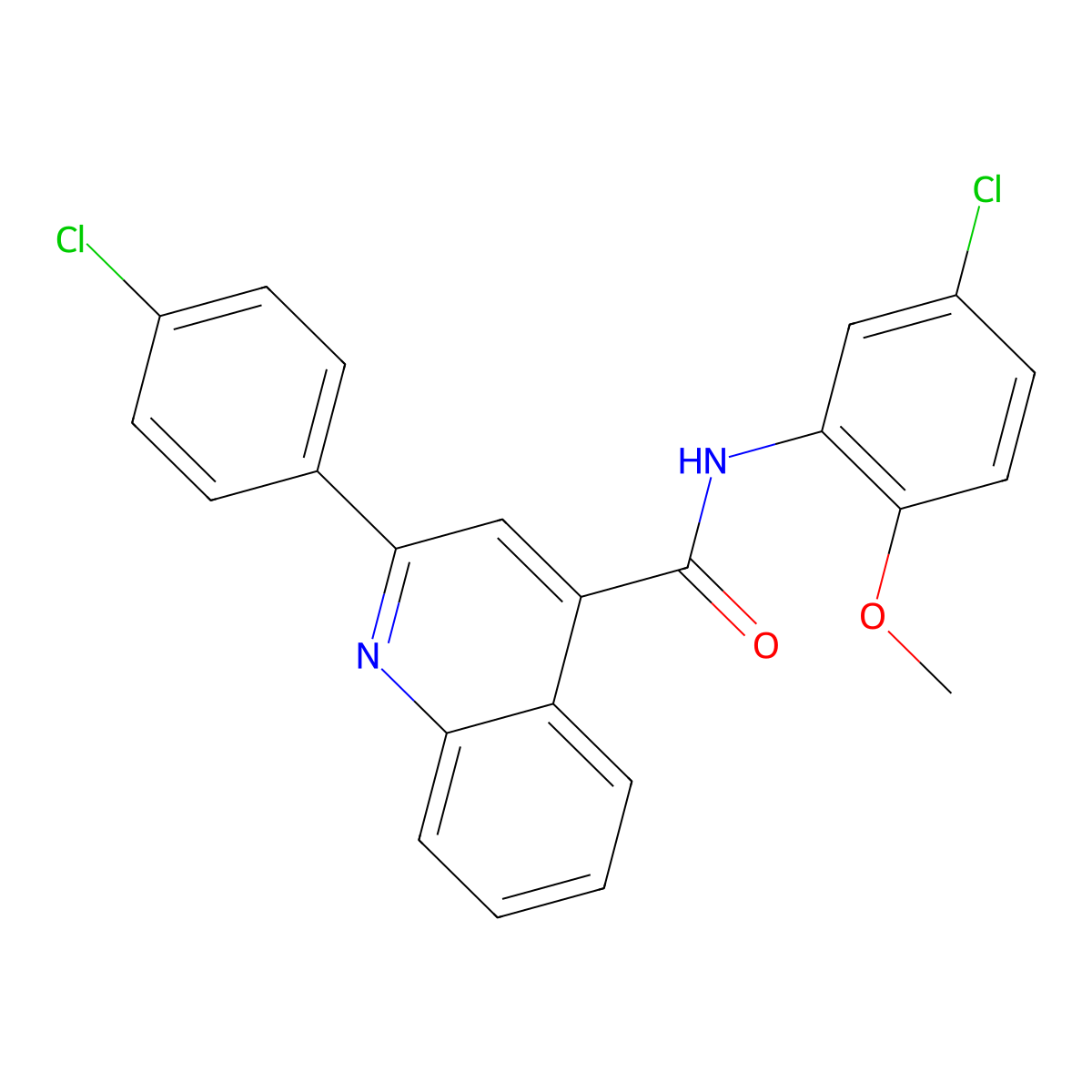 N-(5-chloro-2-methoxyphenyl)-2-(4-chlorophenyl)quinoline-4-carboxamide molecular structure, CAS 420093-48-7
