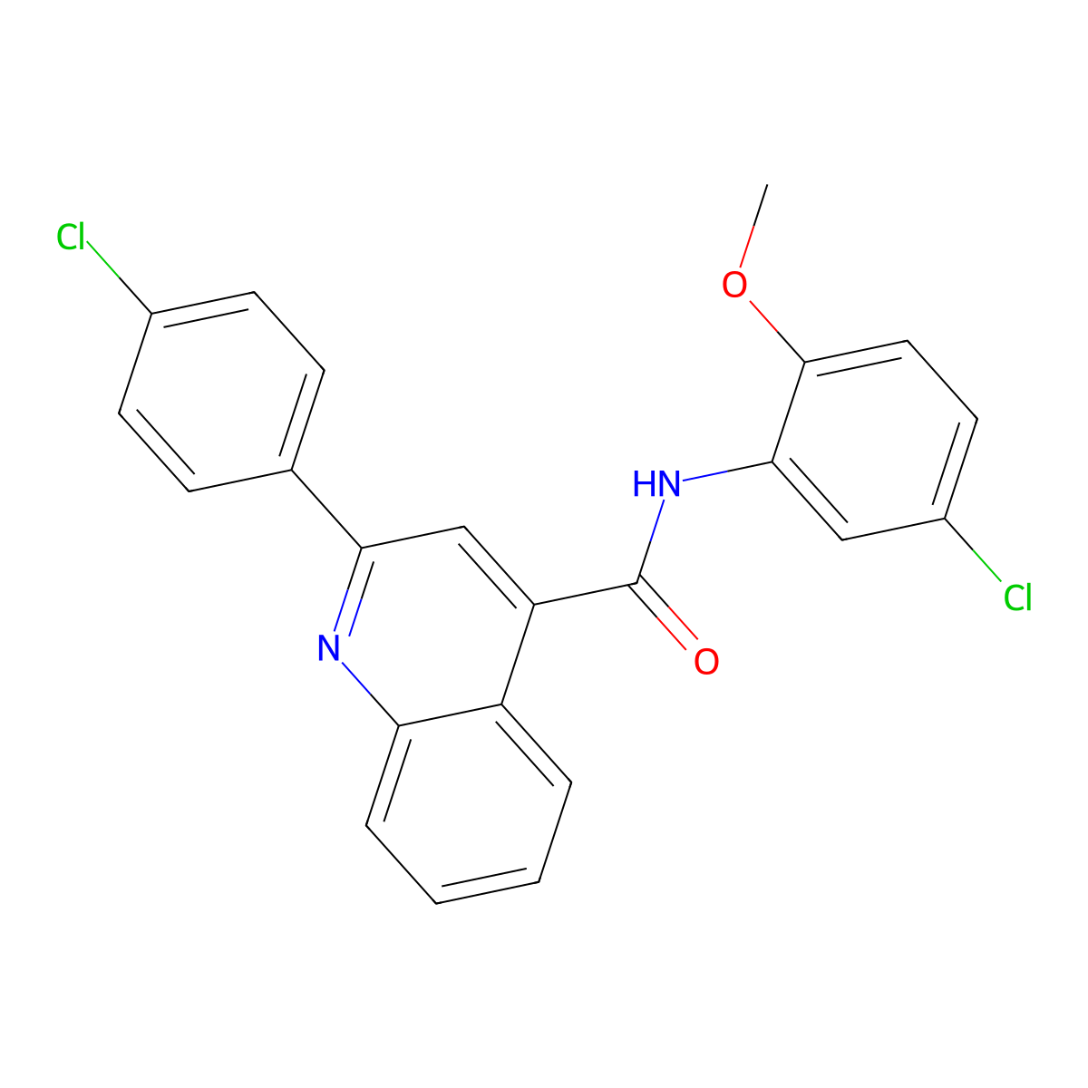 N-(5-chloro-2-methoxyphenyl)-2-(4-chlorophenyl)quinoline-4-carboxamide molecular structure, CAS 420093-48-7