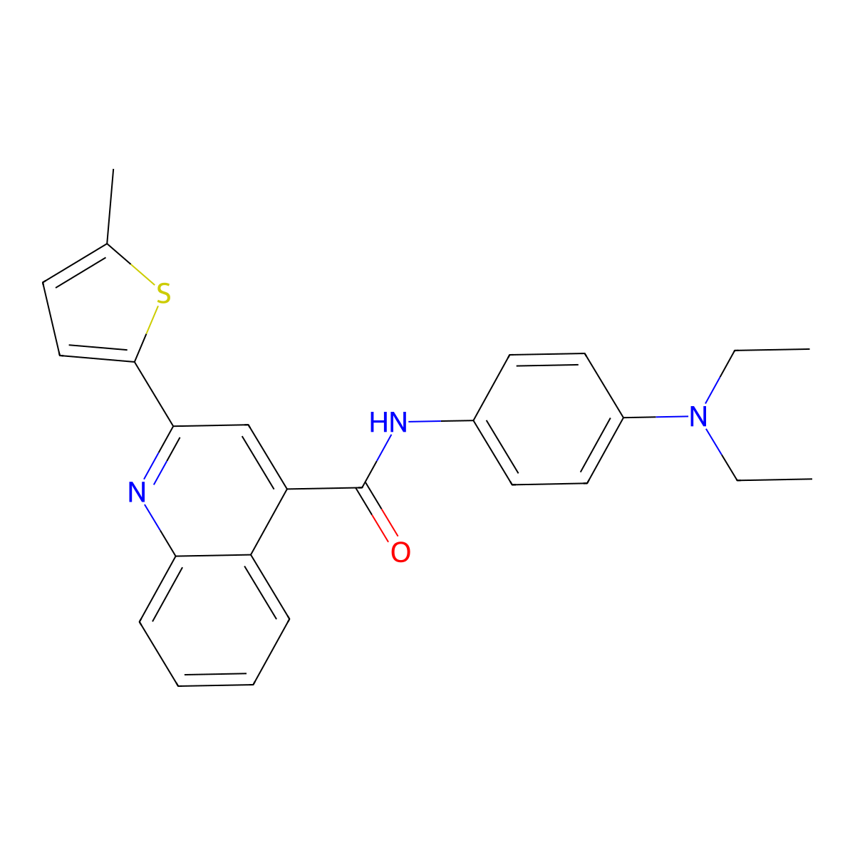 N-[4-(diethylamino)phenyl]-2-(5-methylthiophen-2-yl)quinoline-4-carboxamide molecular structure, CAS 420093-55-6