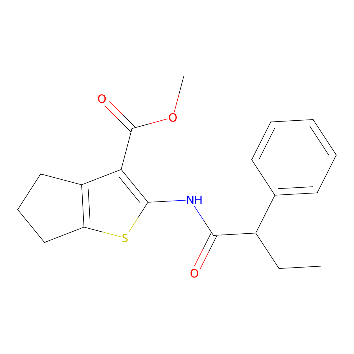 methyl 2-(2-phenylbutanoylamino)-5,6-dihydro-4H-cyclopenta[b]thiophene-3-carboxylate molecular structure, CAS 420093-56-7