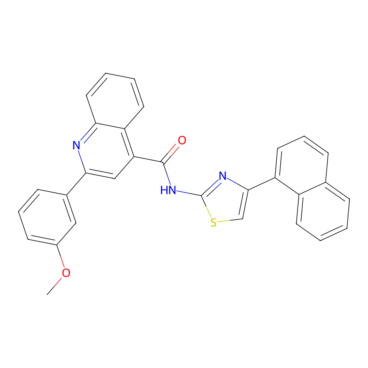 2-(3-methoxyphenyl)-N-(4-naphthalen-1-yl-1,3-thiazol-2-yl)quinoline-4-carboxamide molecular structure, CAS 420093-60-3