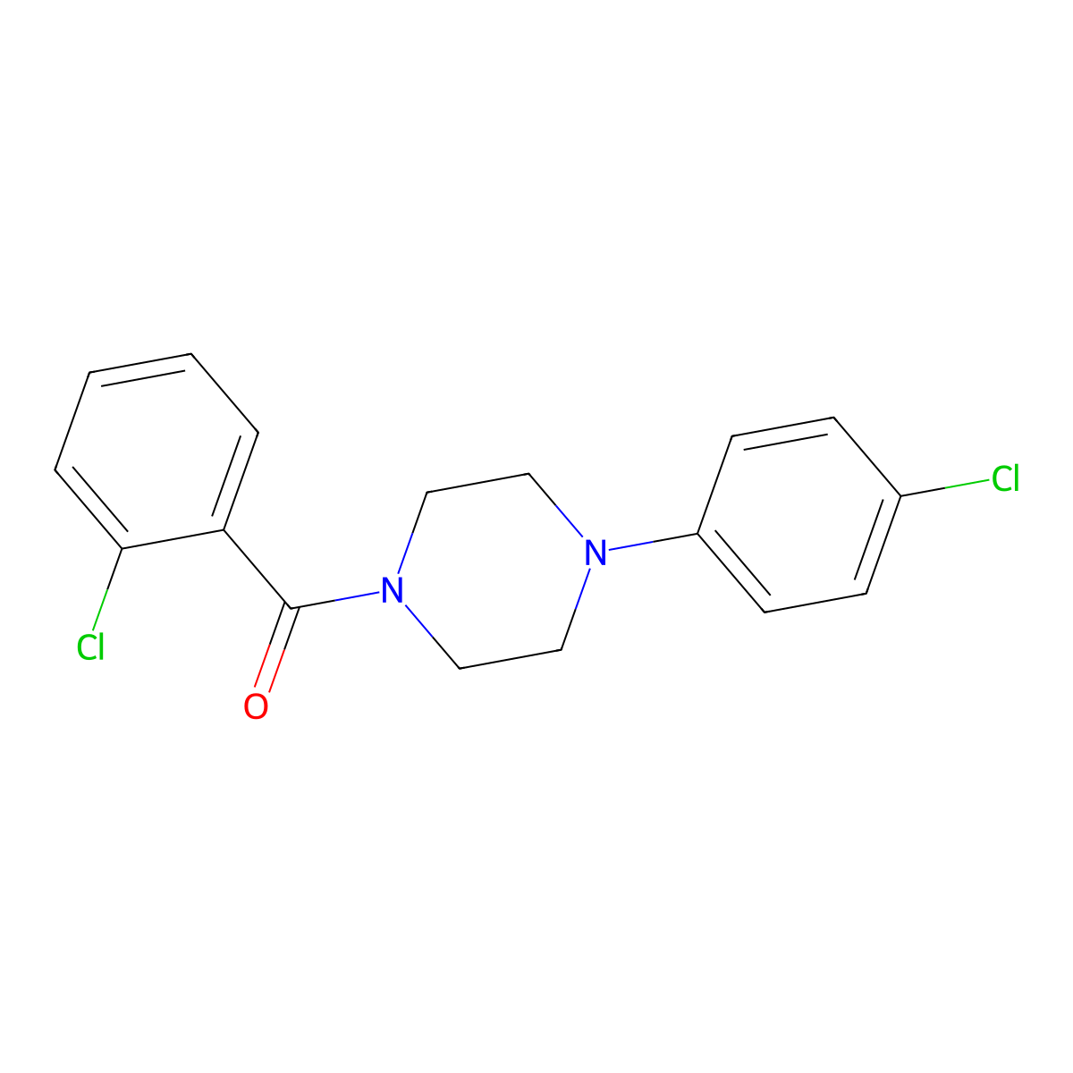 (2-Chlorophenyl)[4-(4-chlorophenyl)piperazino]methanone molecular structure, CAS 420093-67-0