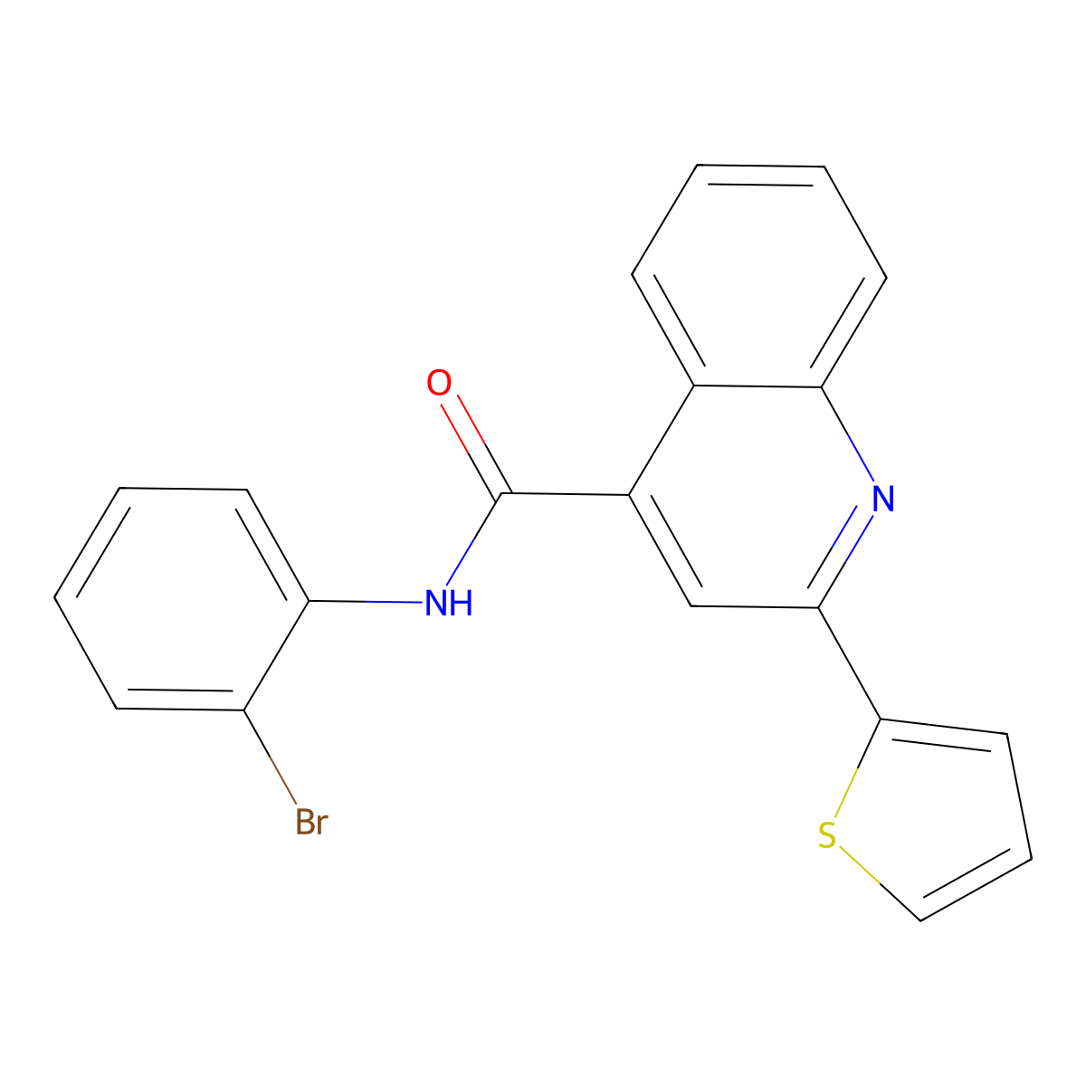 N-(2-bromophenyl)-2-thiophen-2-ylquinoline-4-carboxamide molecular structure, CAS 420093-93-2
