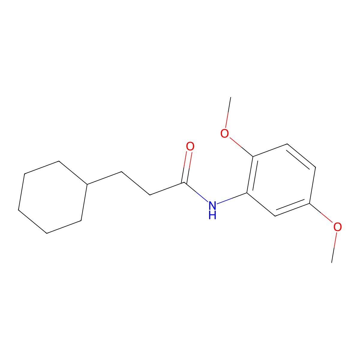 3-cyclohexyl-N-(2,5-dimethoxyphenyl)propanamide molecular structure, CAS 420093-94-3