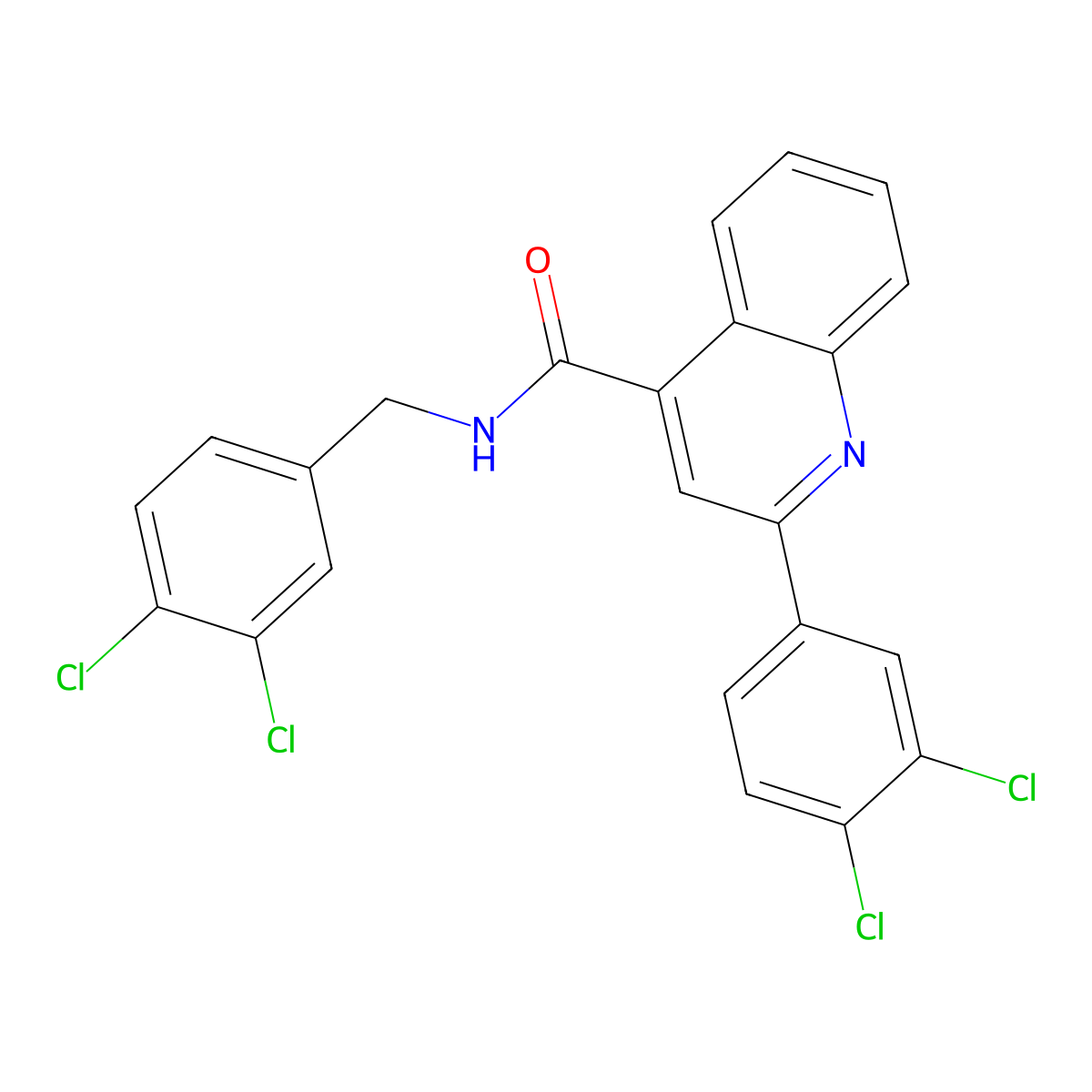 2-(3,4-dichlorophenyl)-N-[(3,4-dichlorophenyl)methyl]quinoline-4-carboxamide molecular structure, CAS 420093-98-7