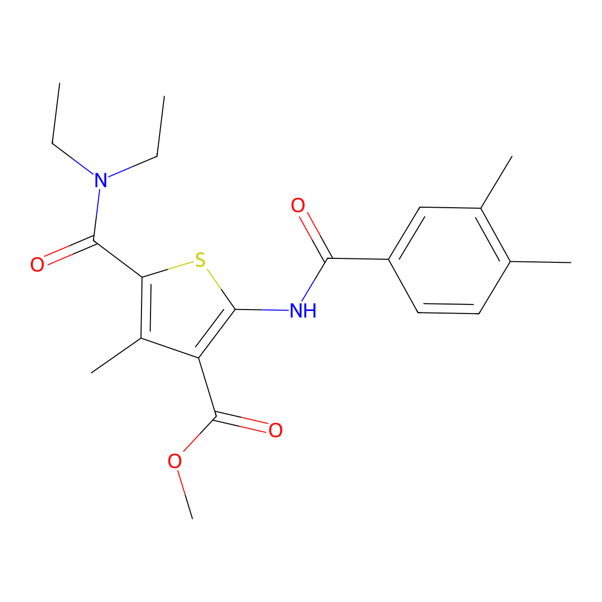Methyl 5-(diethylcarbamoyl)-2-[(3,4-dimethylbenzoyl)amino]-4-methylthiophene-3-carboxylate molecular structure, CAS 420094-17-3