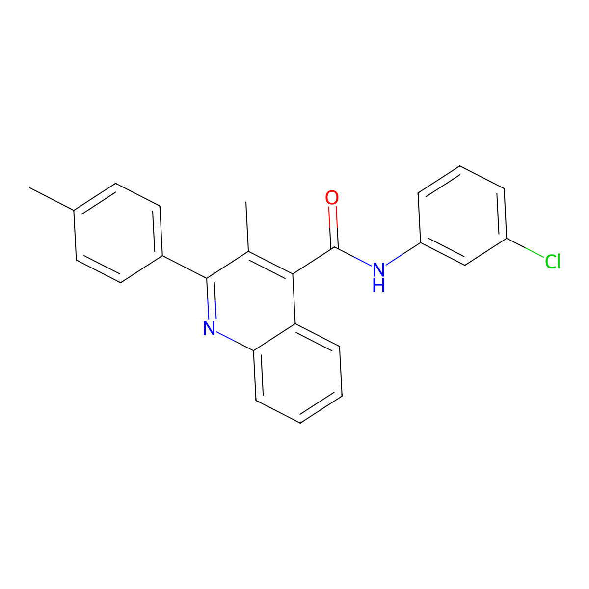 N-(3-chlorophenyl)-3-methyl-2-(4-methylphenyl)quinoline-4-carboxamide molecular structure, CAS 420094-21-9
