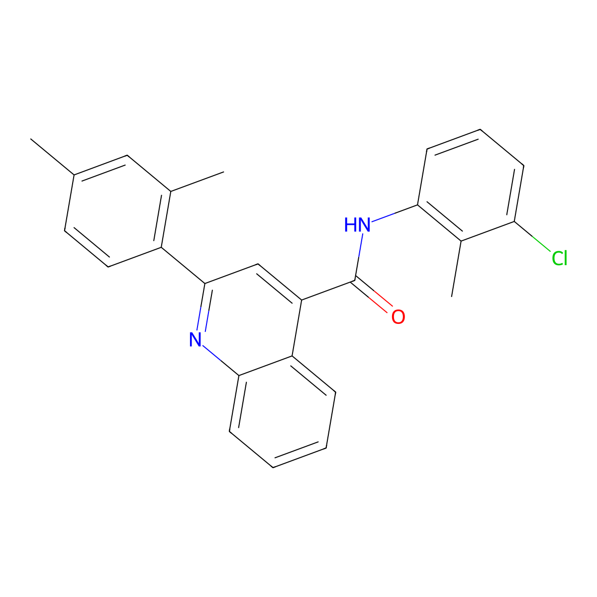 N-(3-chloro-2-methylphenyl)-2-(2,4-dimethylphenyl)quinoline-4-carboxamide molecular structure, CAS 420094-34-4
